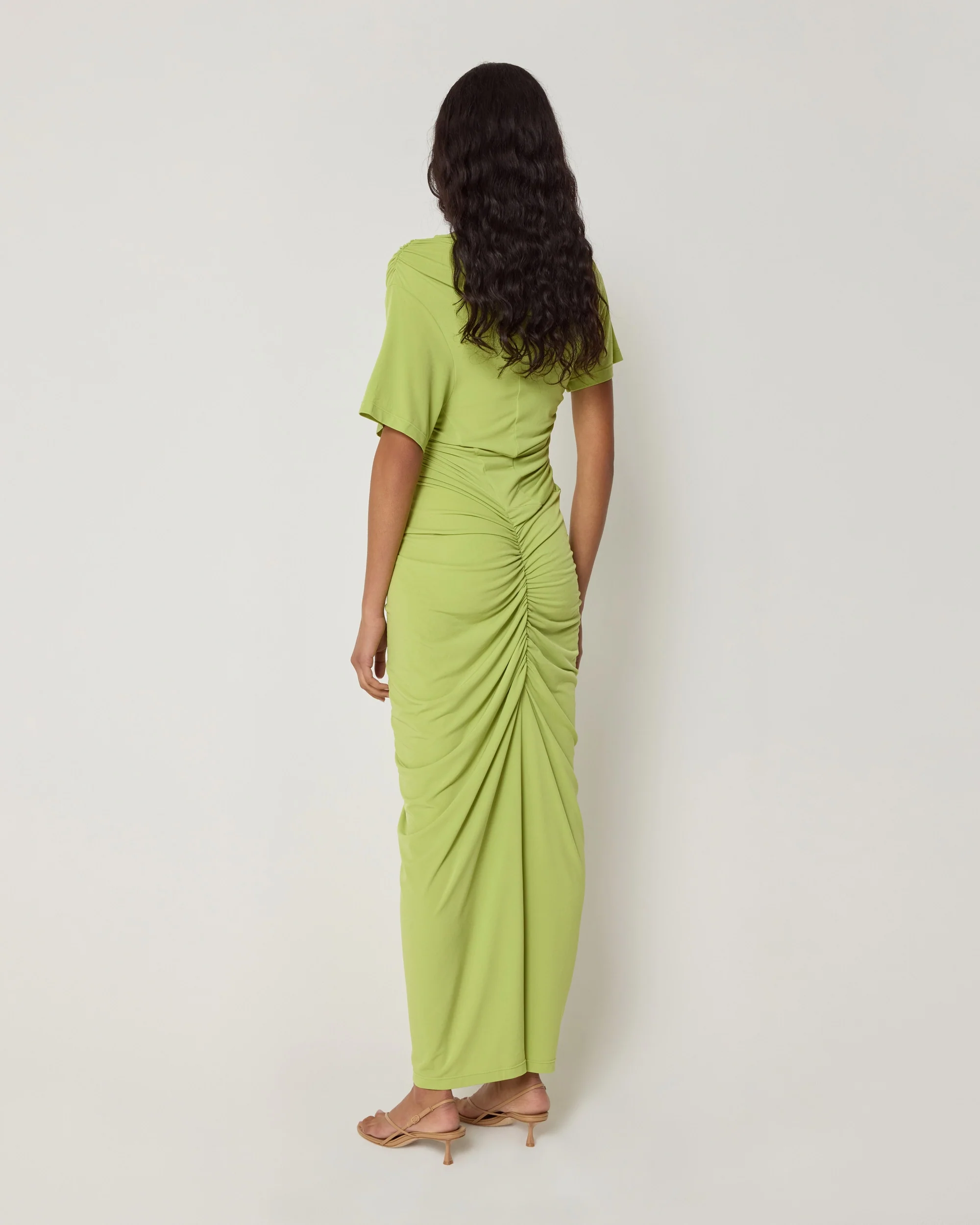 Asymmetrical Ruched Dress | Dark Citron - Image 5
