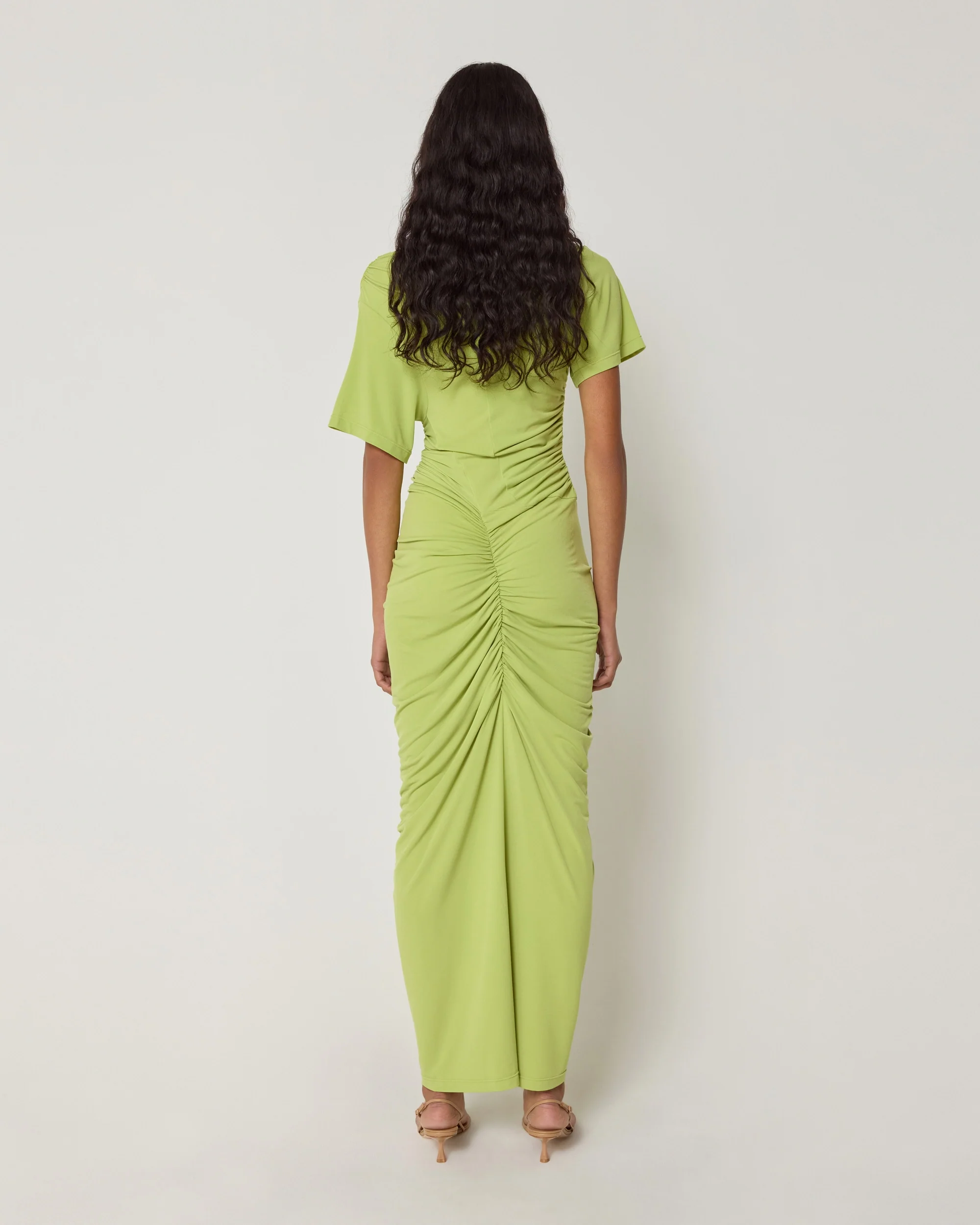Asymmetrical Ruched Dress | Dark Citron - Image 6