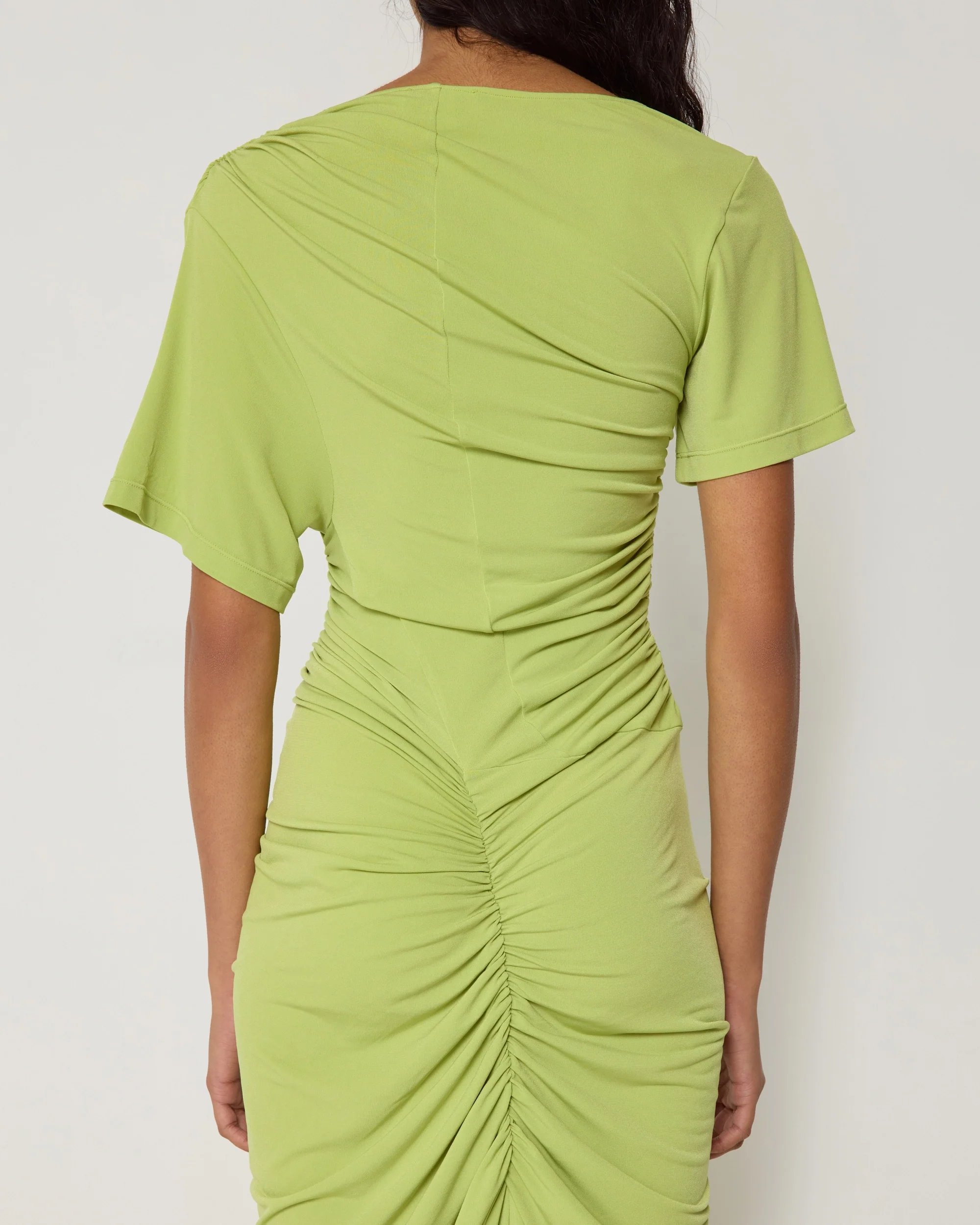 Asymmetrical Ruched Dress | Dark Citron - Image 8