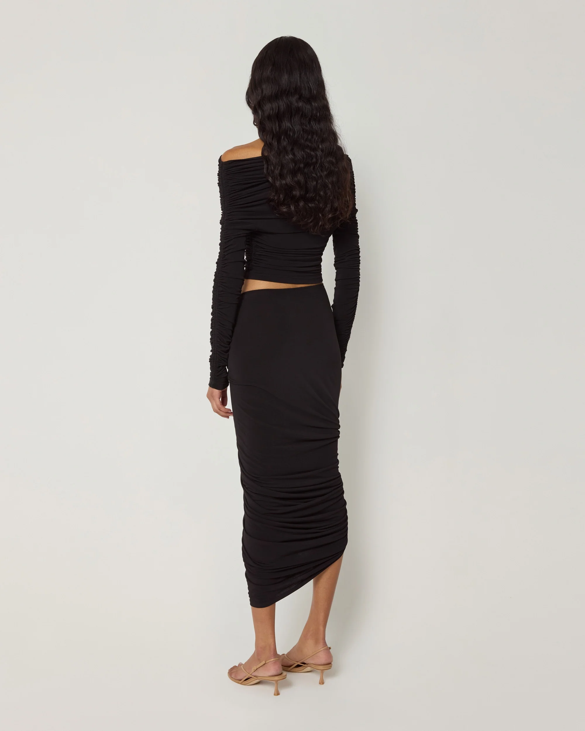 Asymmetrical Ruched Skirt | Black - Image 5
