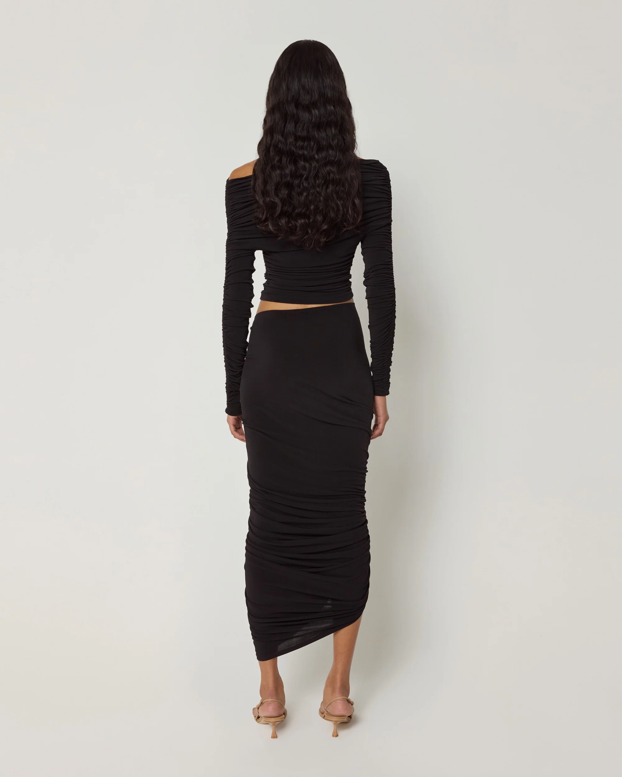 Asymmetrical Ruched Skirt | Black - Image 6