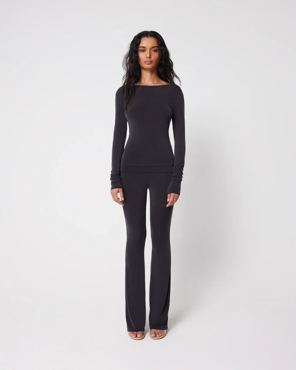 Boat Neck Long Sleeve | Black - Image 3