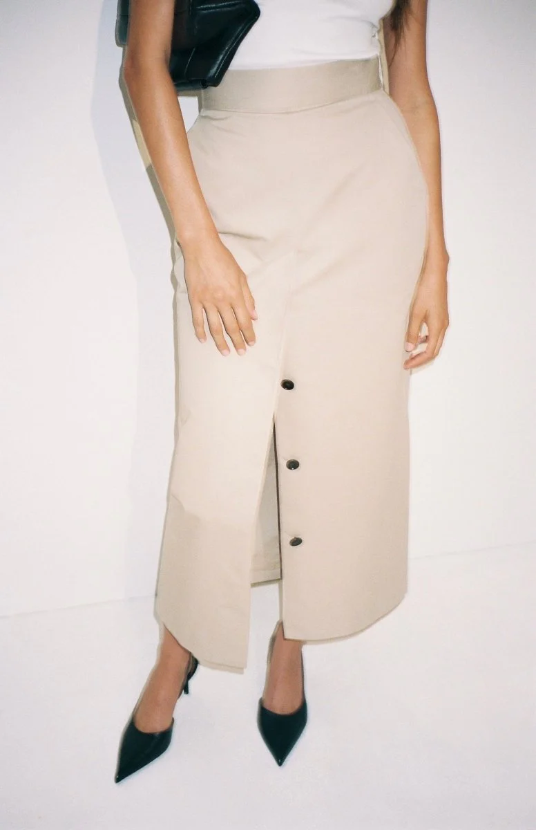 Button Front Maxi Skirt | Taupe - Image 3
