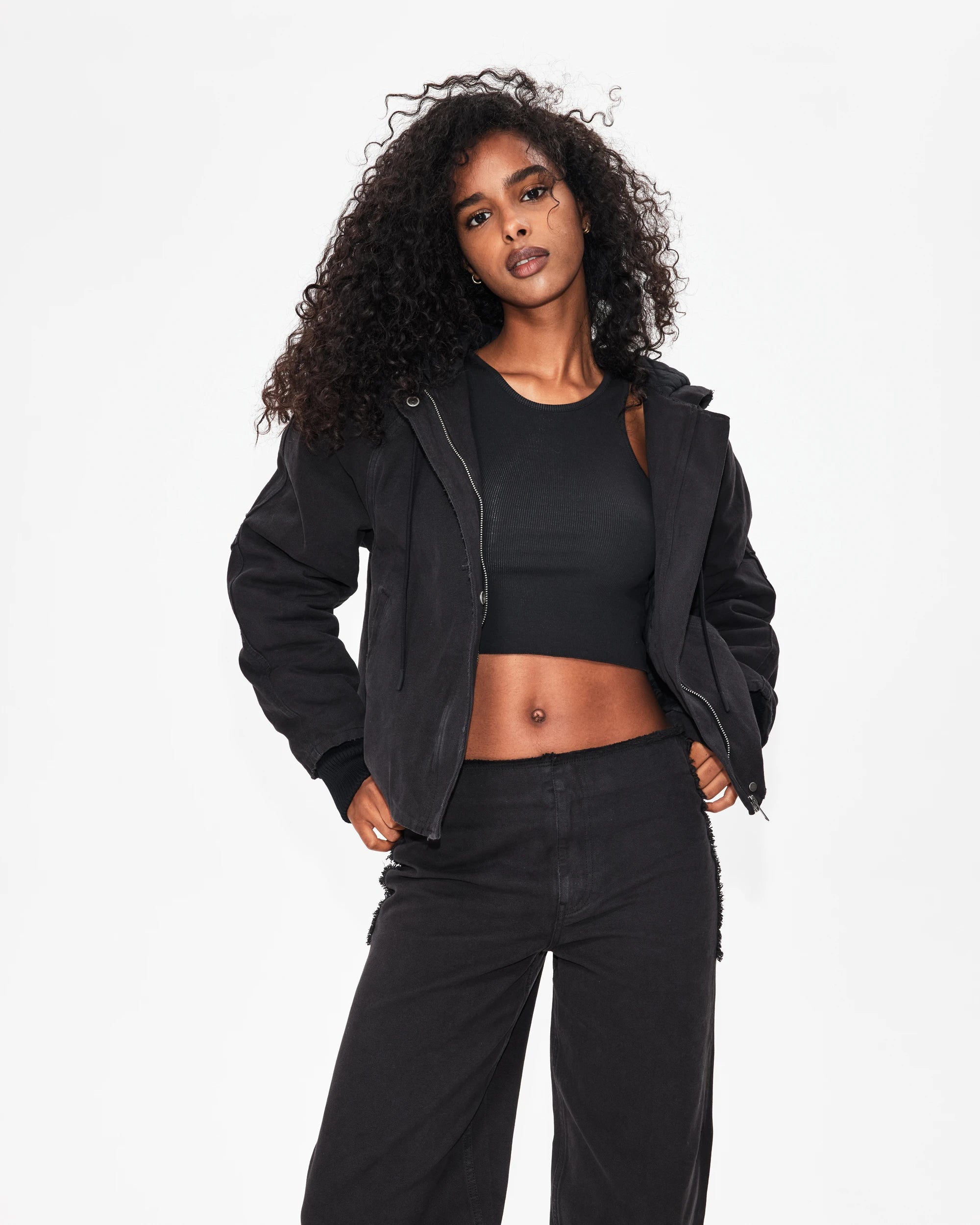 Canvas Hooded Jacket | Washed Black - Image 6