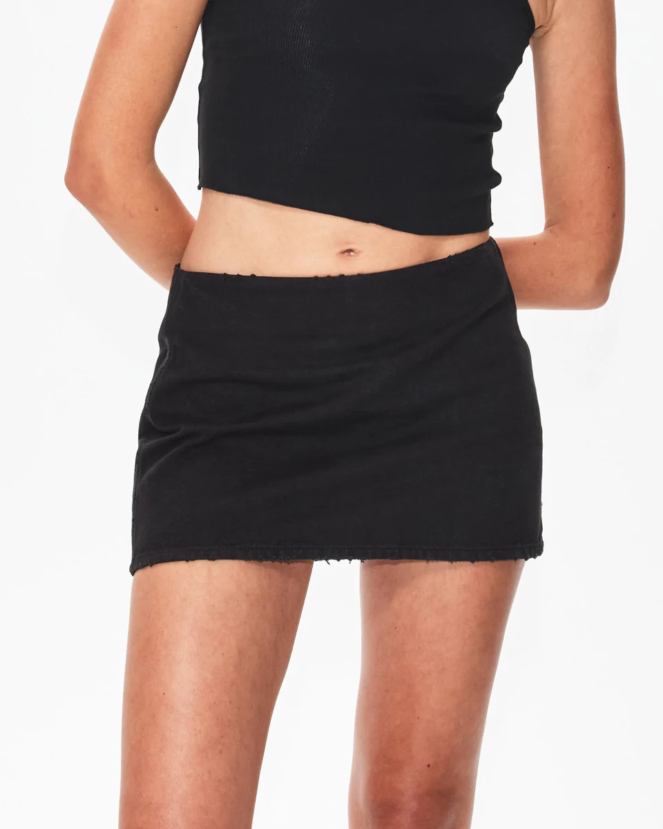 Canvas Mini Skirt | Washed Black - Image 11