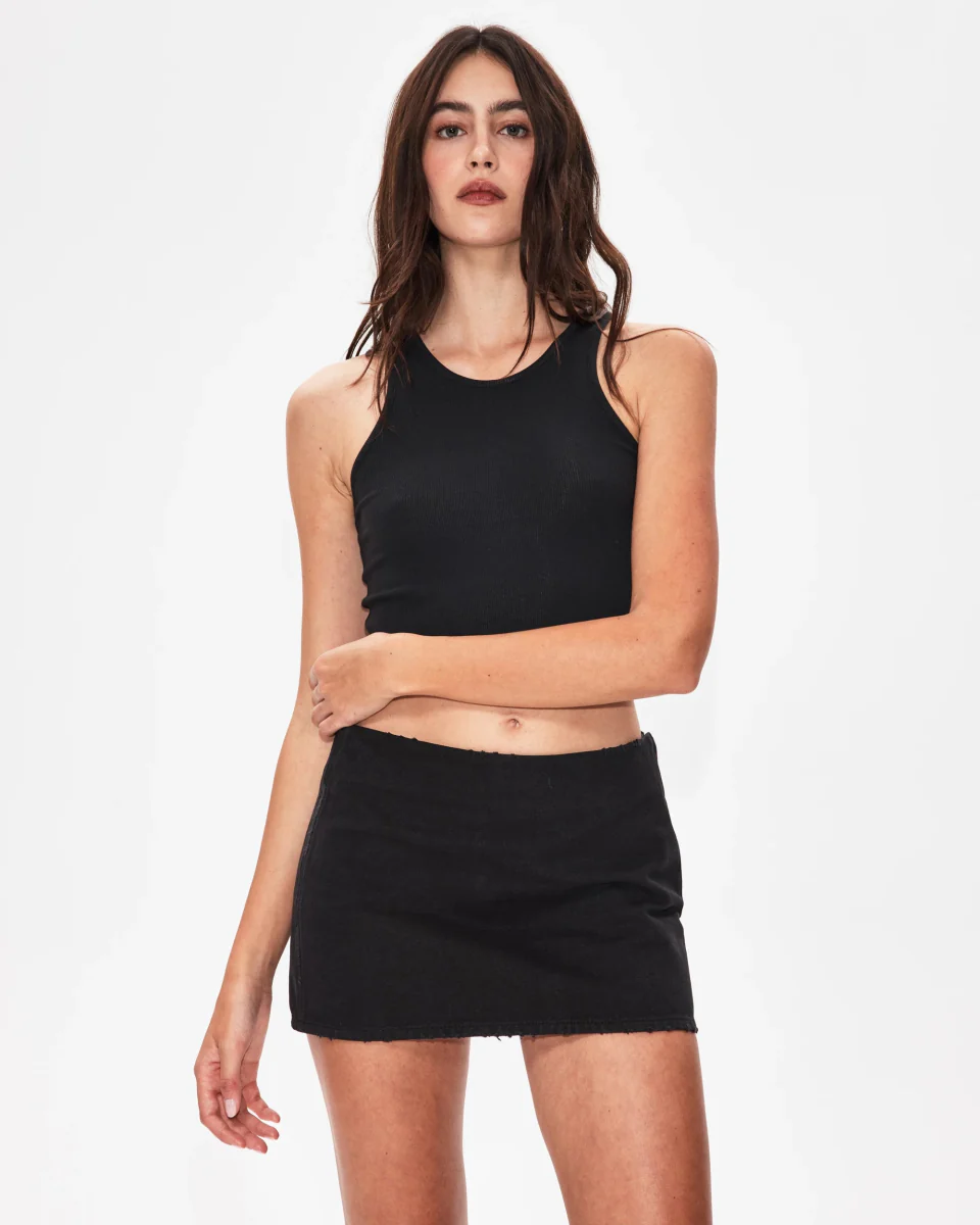 Canvas Mini Skirt | Washed Black - Image 3