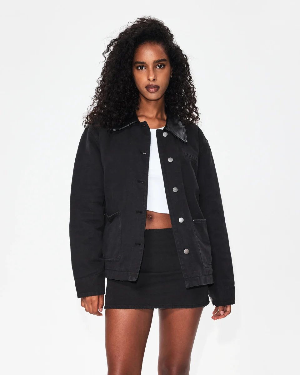Canvas Mini Skirt | Washed Black - Image 4
