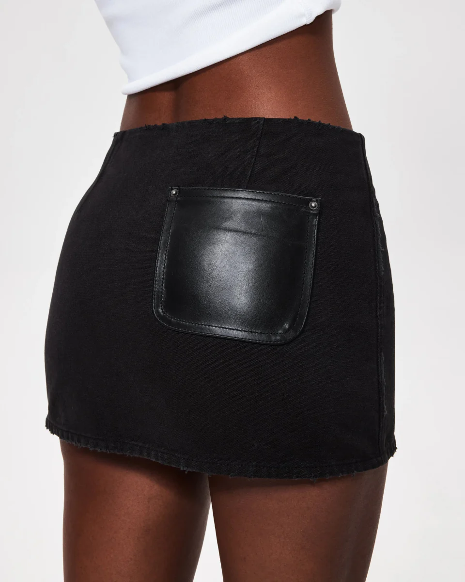 Canvas Mini Skirt | Washed Black - Image 5