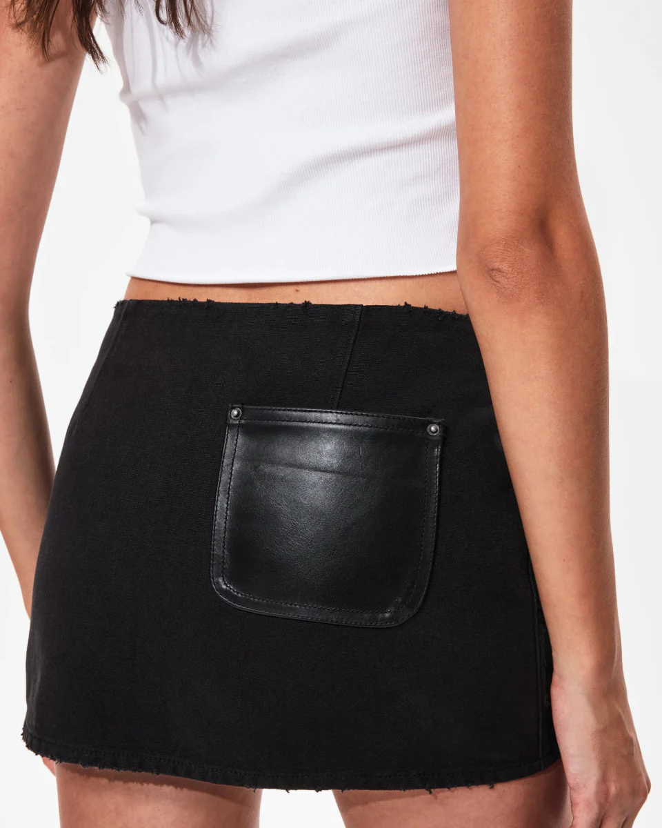 Canvas Mini Skirt | Washed Black - Image 9