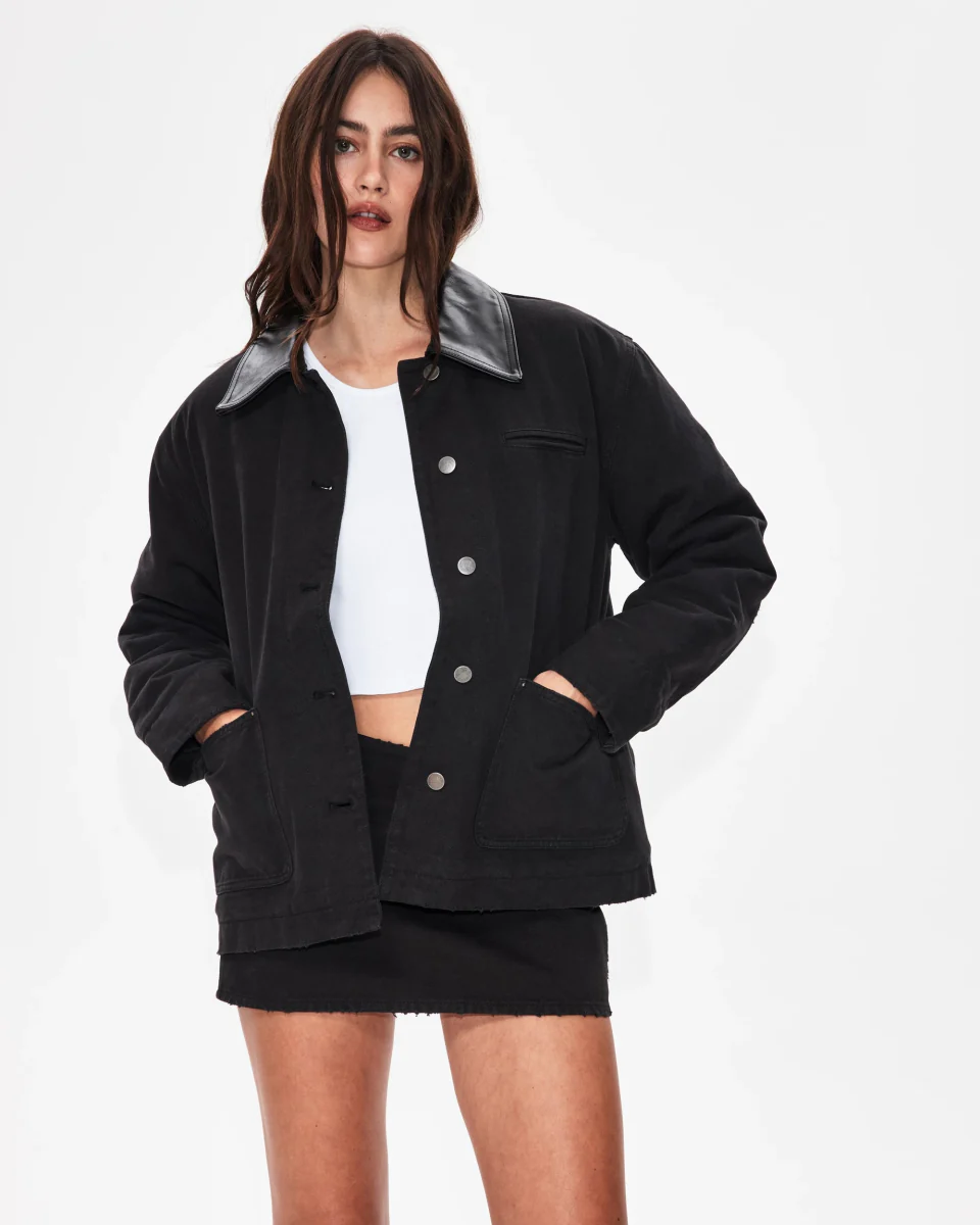 Canvas Utility Jacket | Washed Black - Image 3