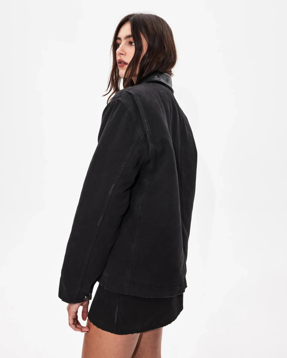 Canvas Utility Jacket | Washed Black - Image 5