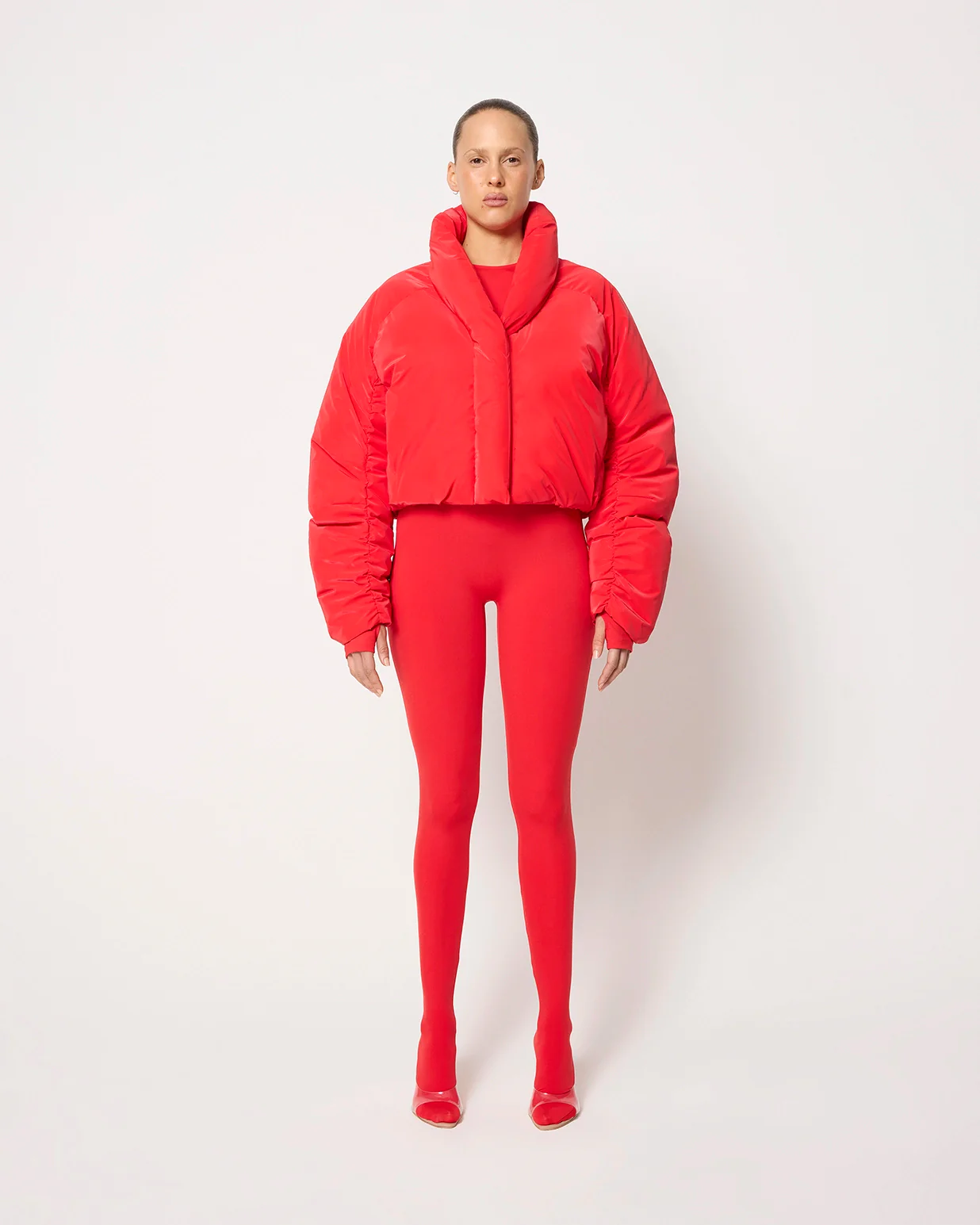 Cropped Puffer Jacket | Scarlet - Image 3