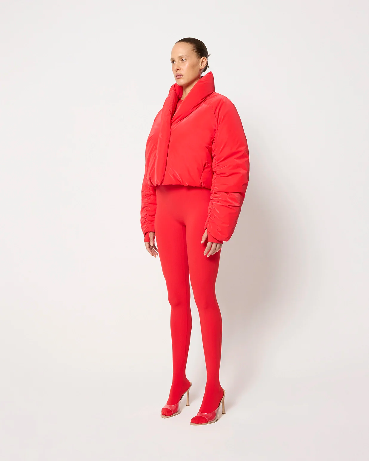 Cropped Puffer Jacket | Scarlet - Image 4