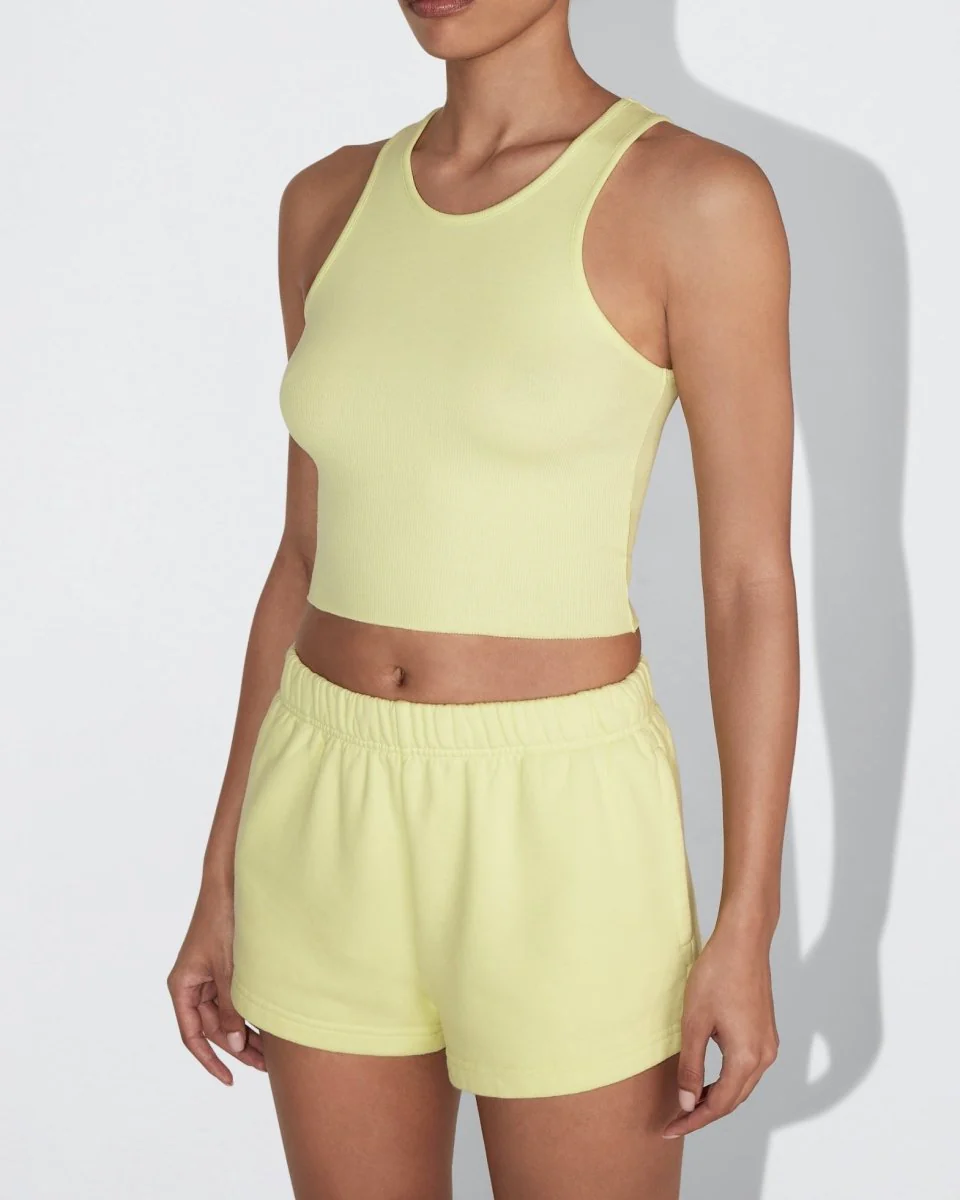Cropped Raw Hem Rib Tank | Limoncello - Image 4