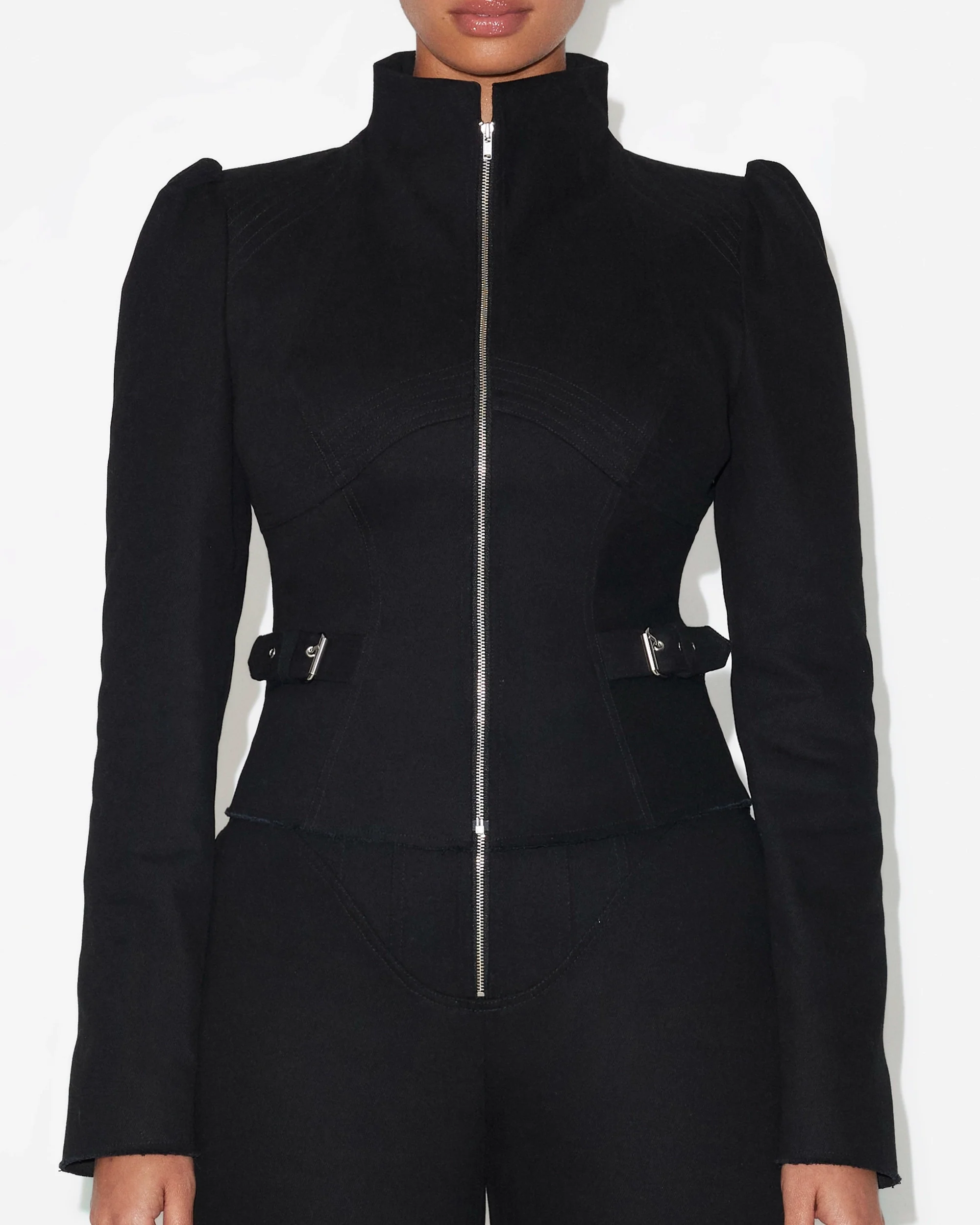 Denim Zipper Jacket | Black - Image 3