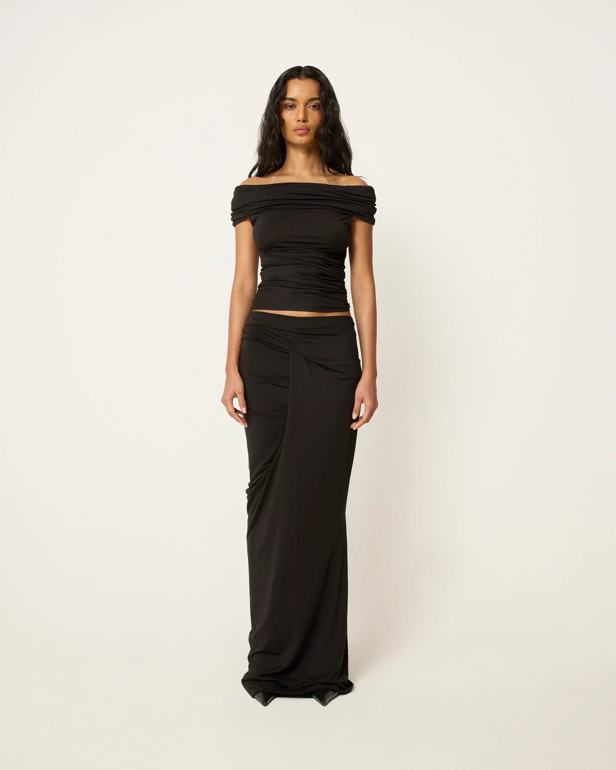 Draped Maxi Skirt | Black - Image 3