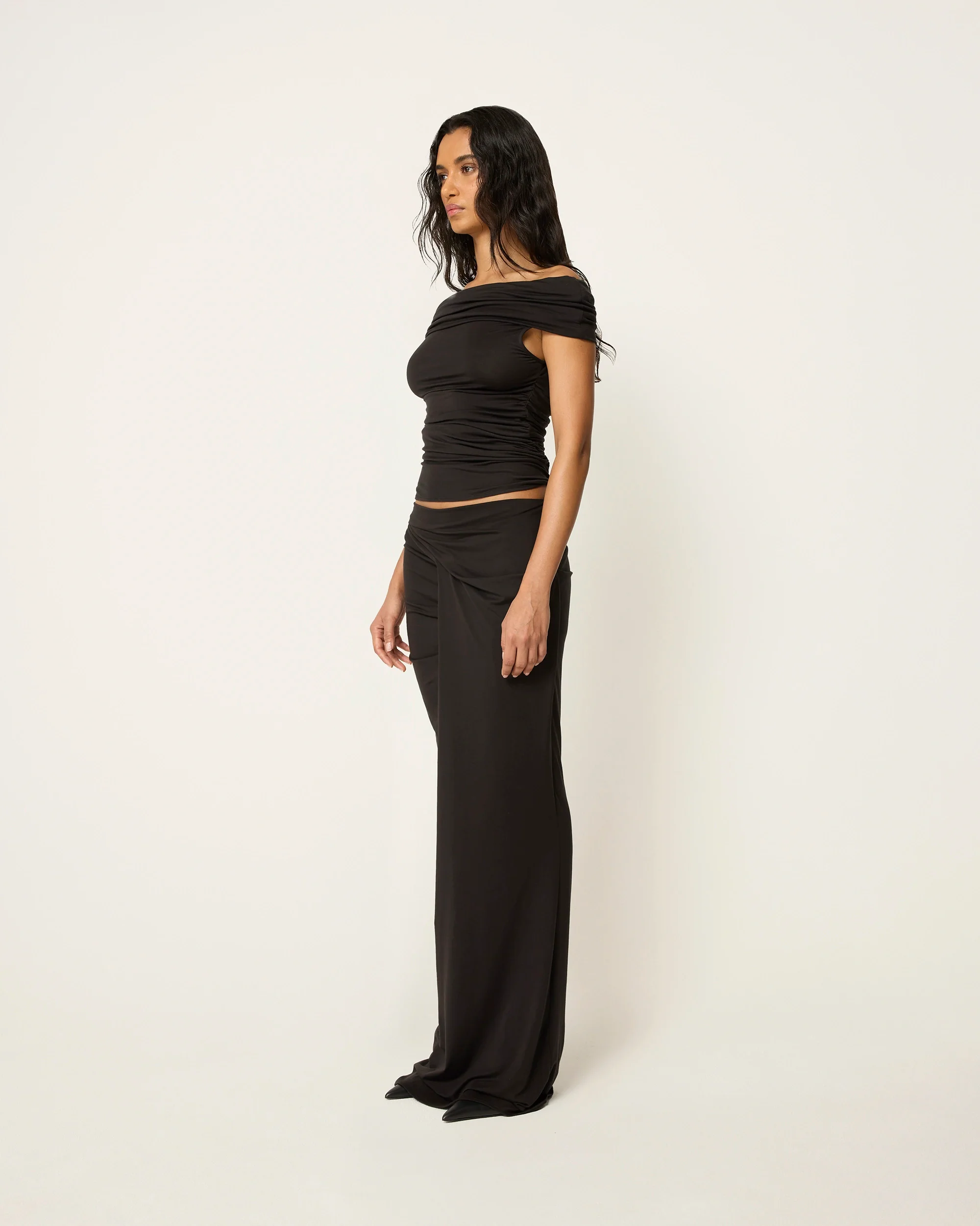 Draped Maxi Skirt | Black - Image 4