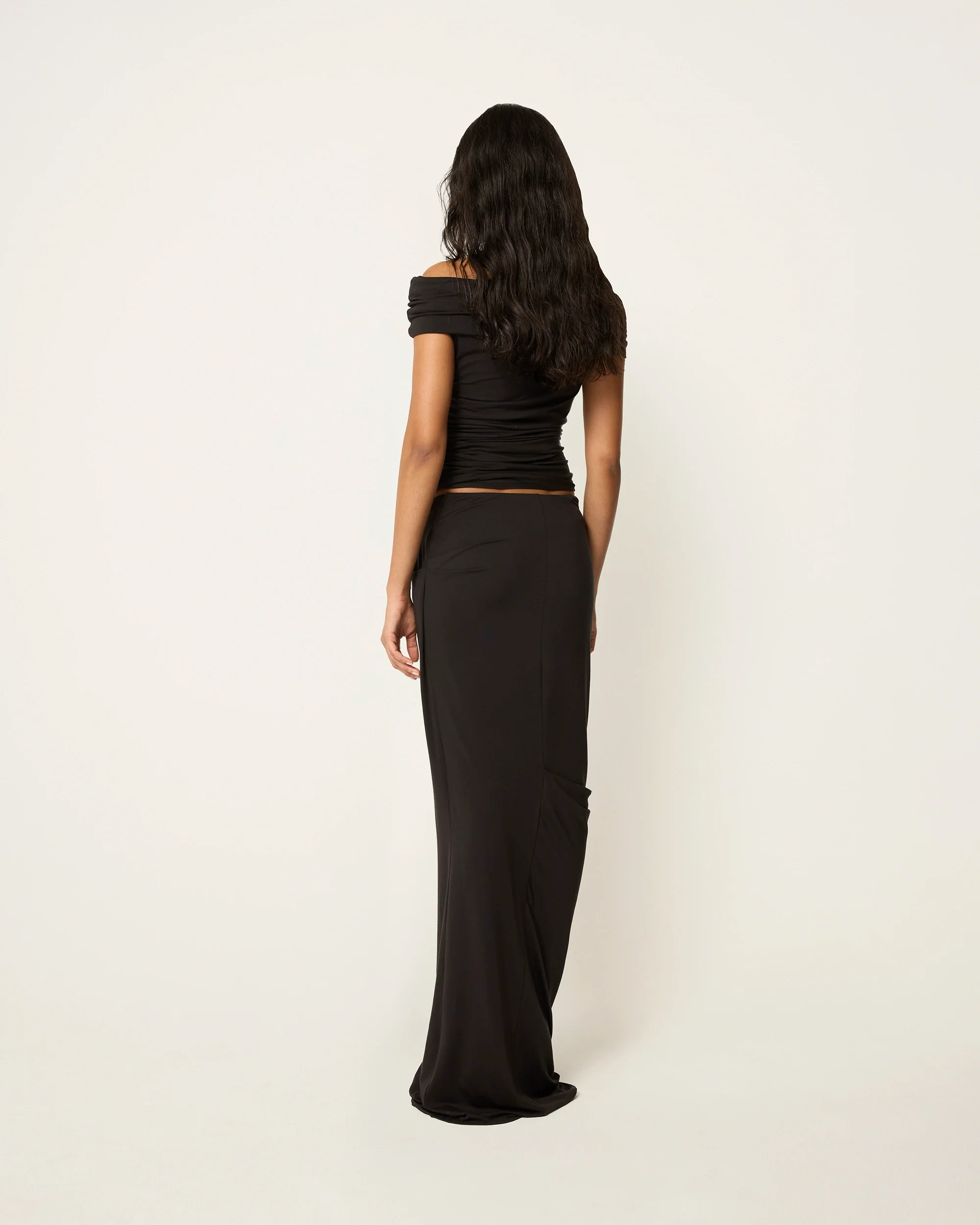 Draped Maxi Skirt | Black - Image 5