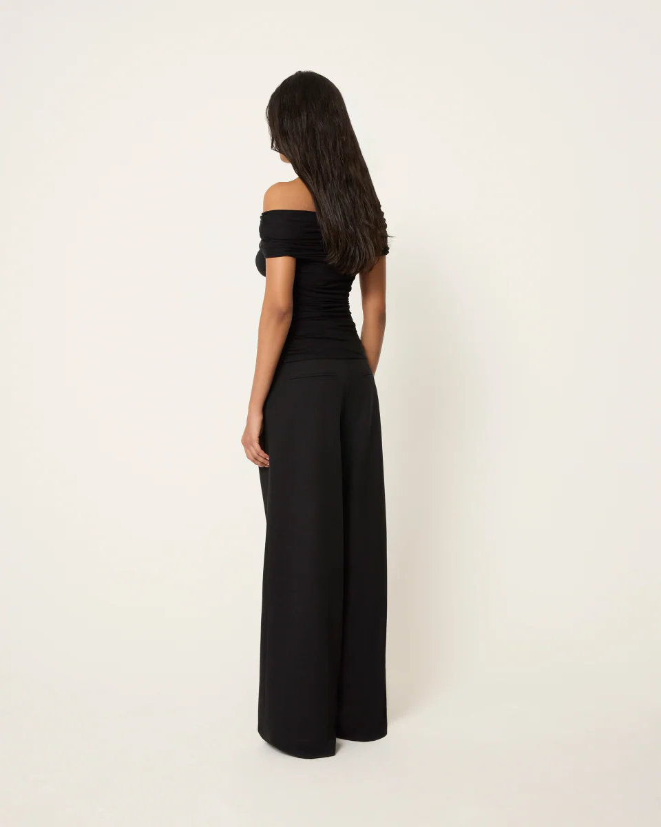 Draped Off The Shoulder Top | Black - Image 6