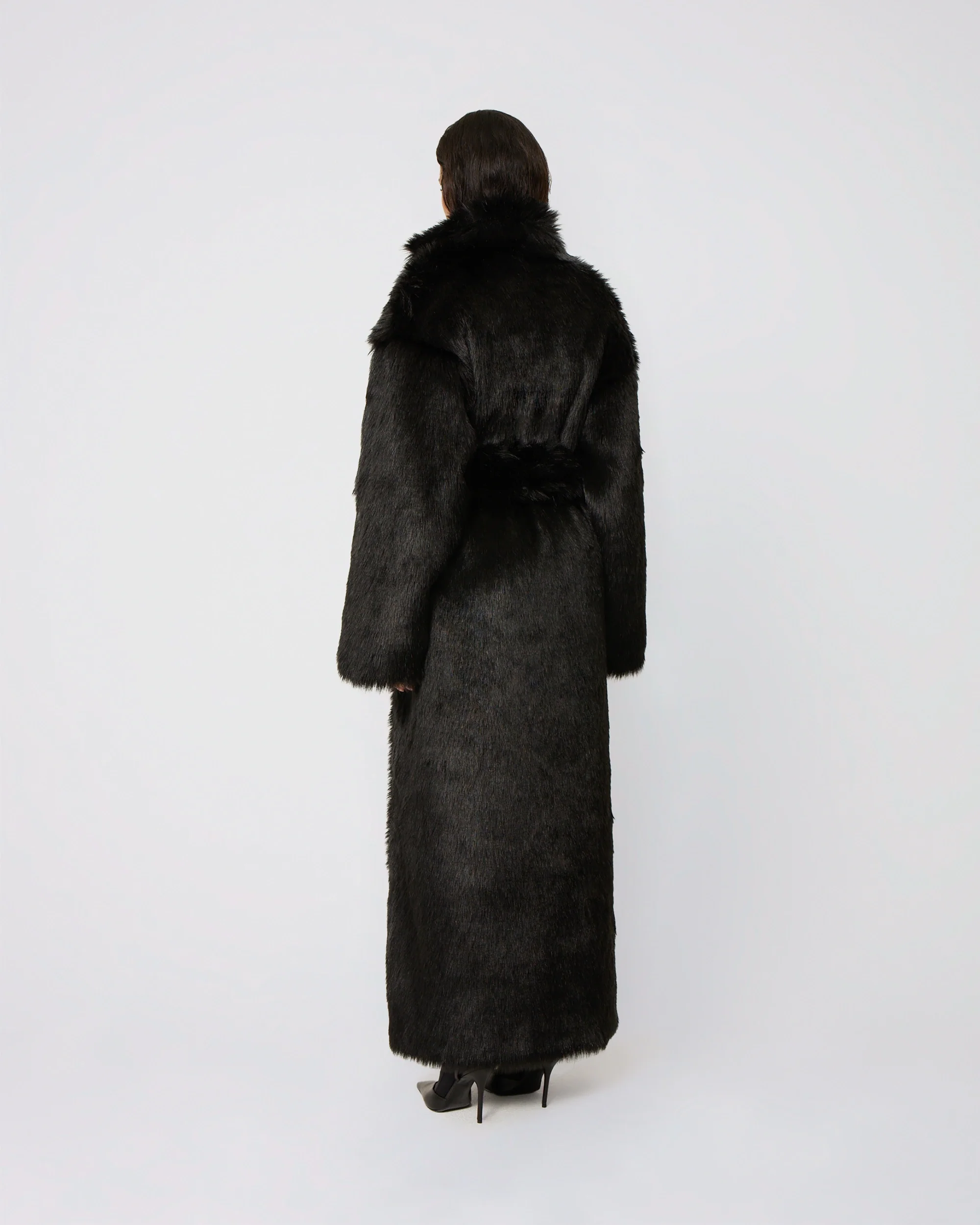 Faux Fur Coat | Black - Image 10
