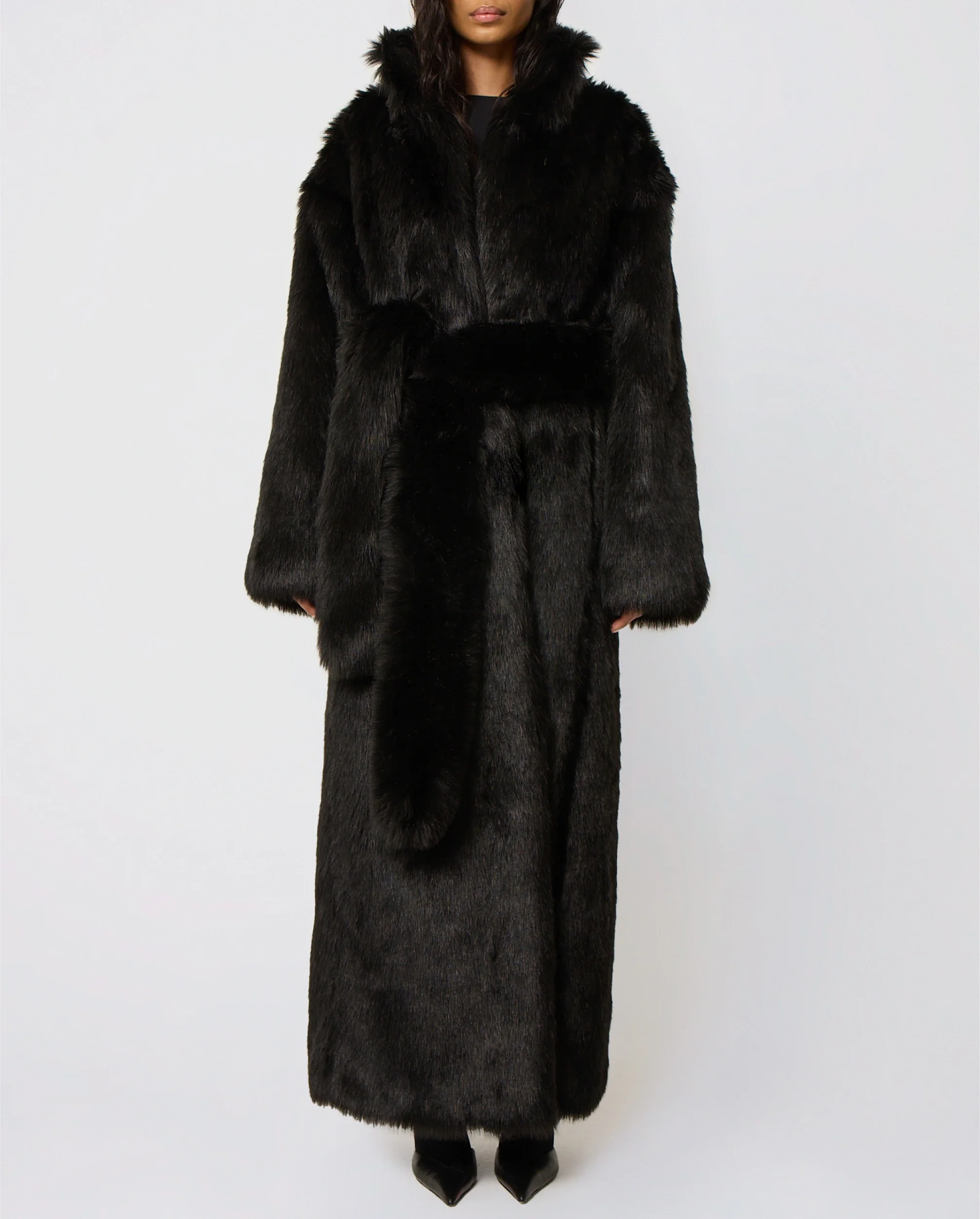 Faux Fur Coat | Black - Image 5