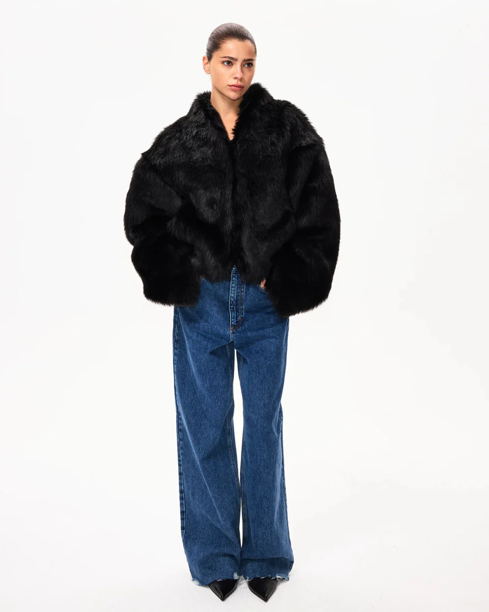Faux Fur Jacket | Black - Image 7