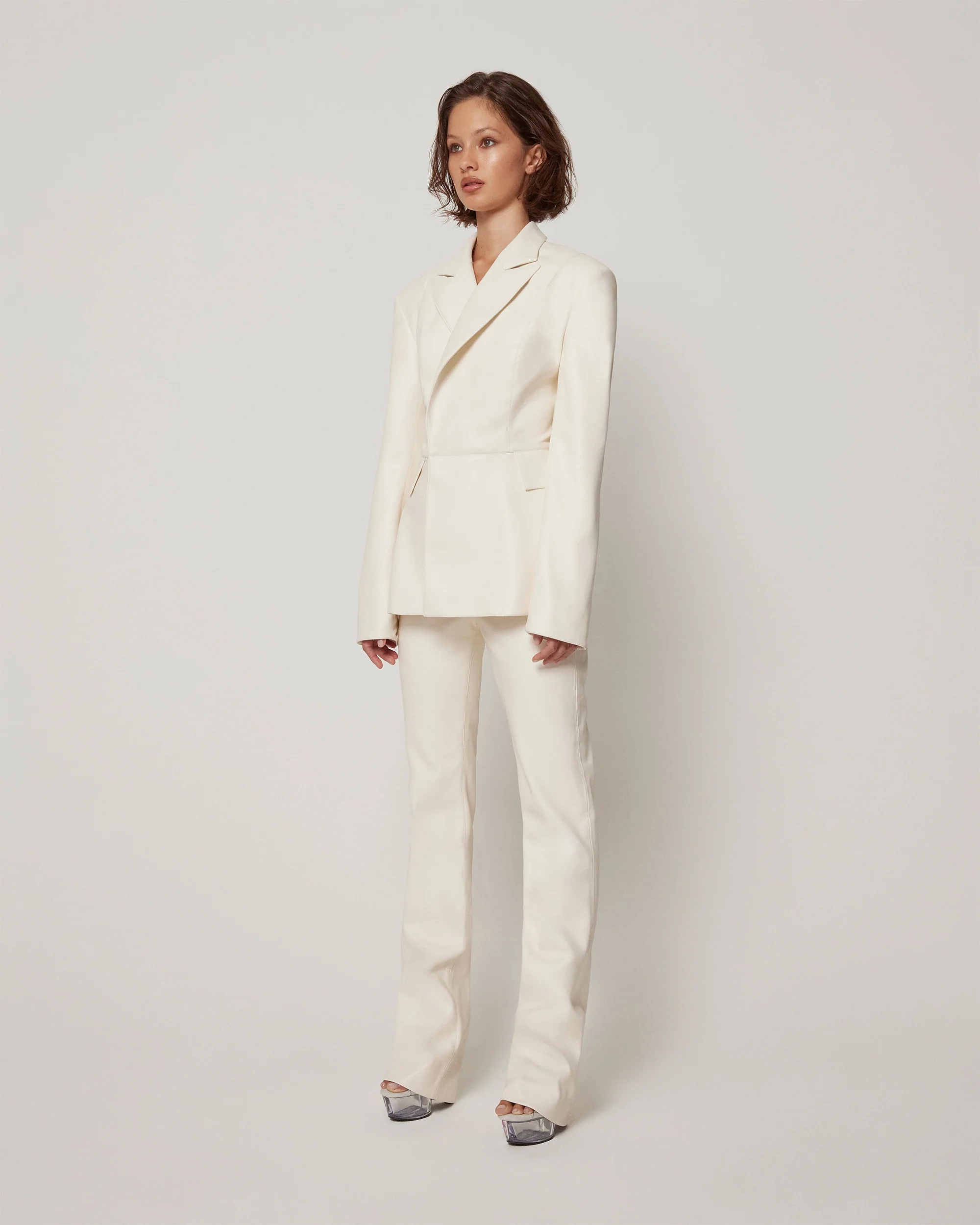 Faux Leather Blazer | Chalk - Image 4