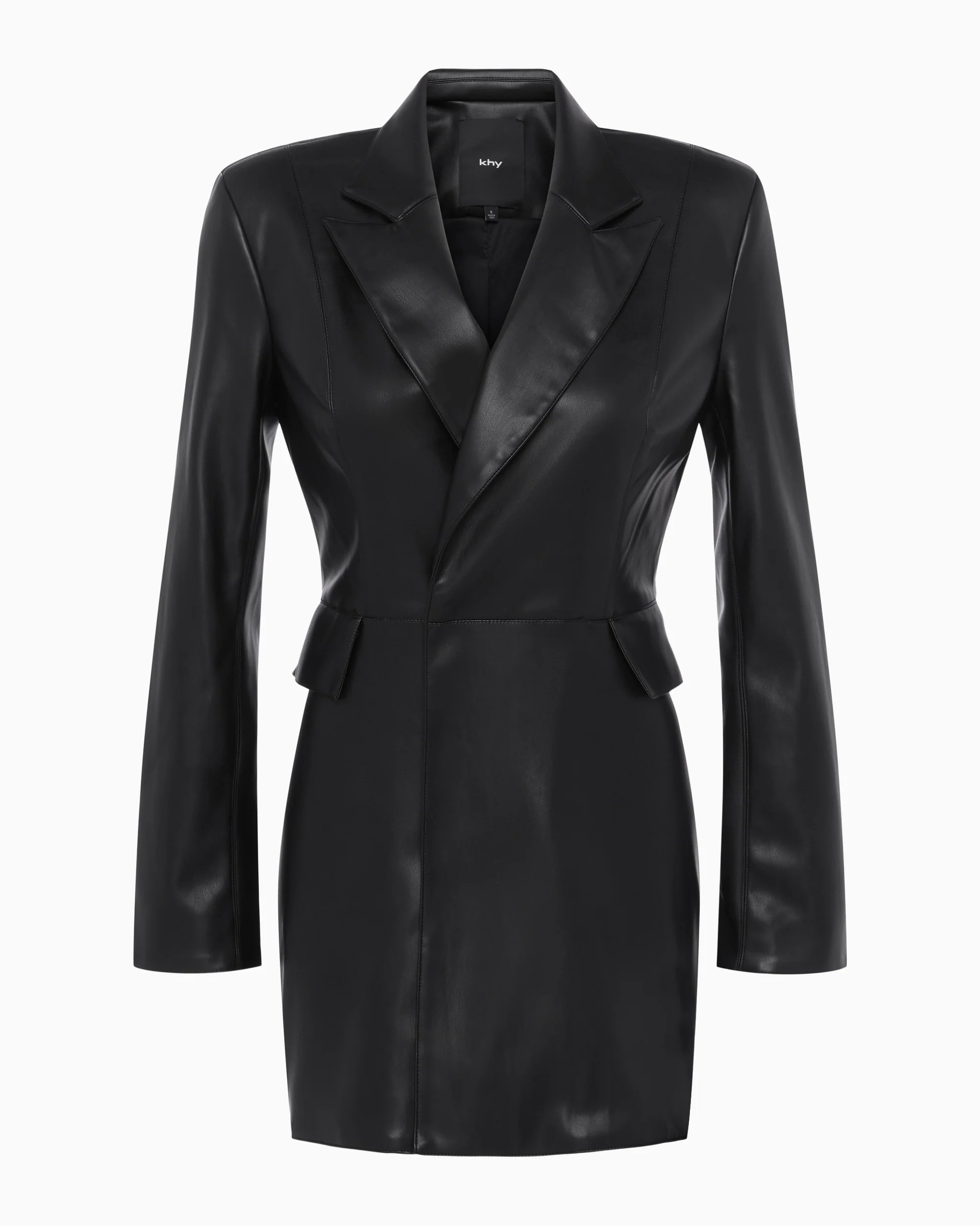 Faux Leather Blazer Mini Dress | Black - Image 2