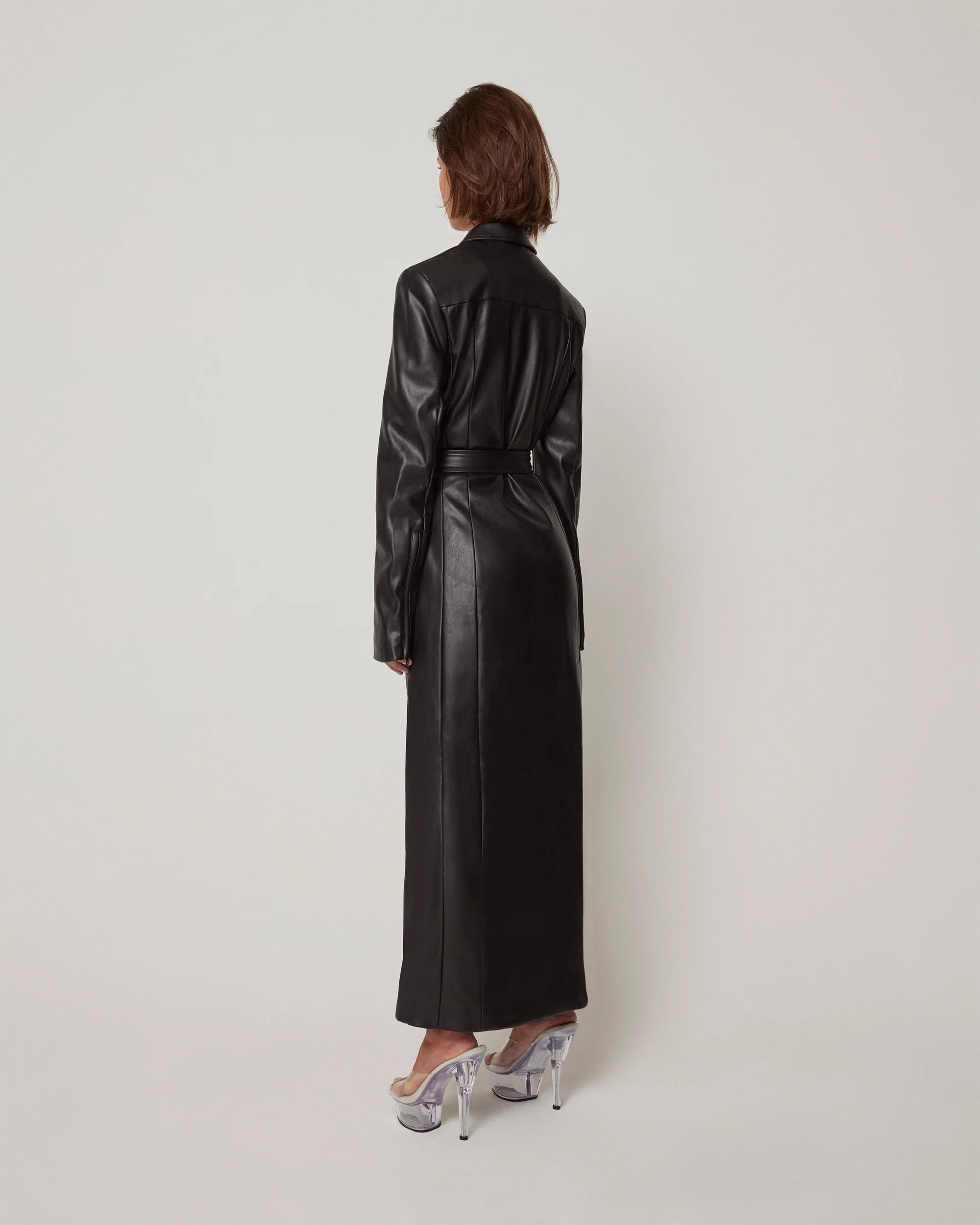 Faux Leather Collared Coat | Black - Image 5