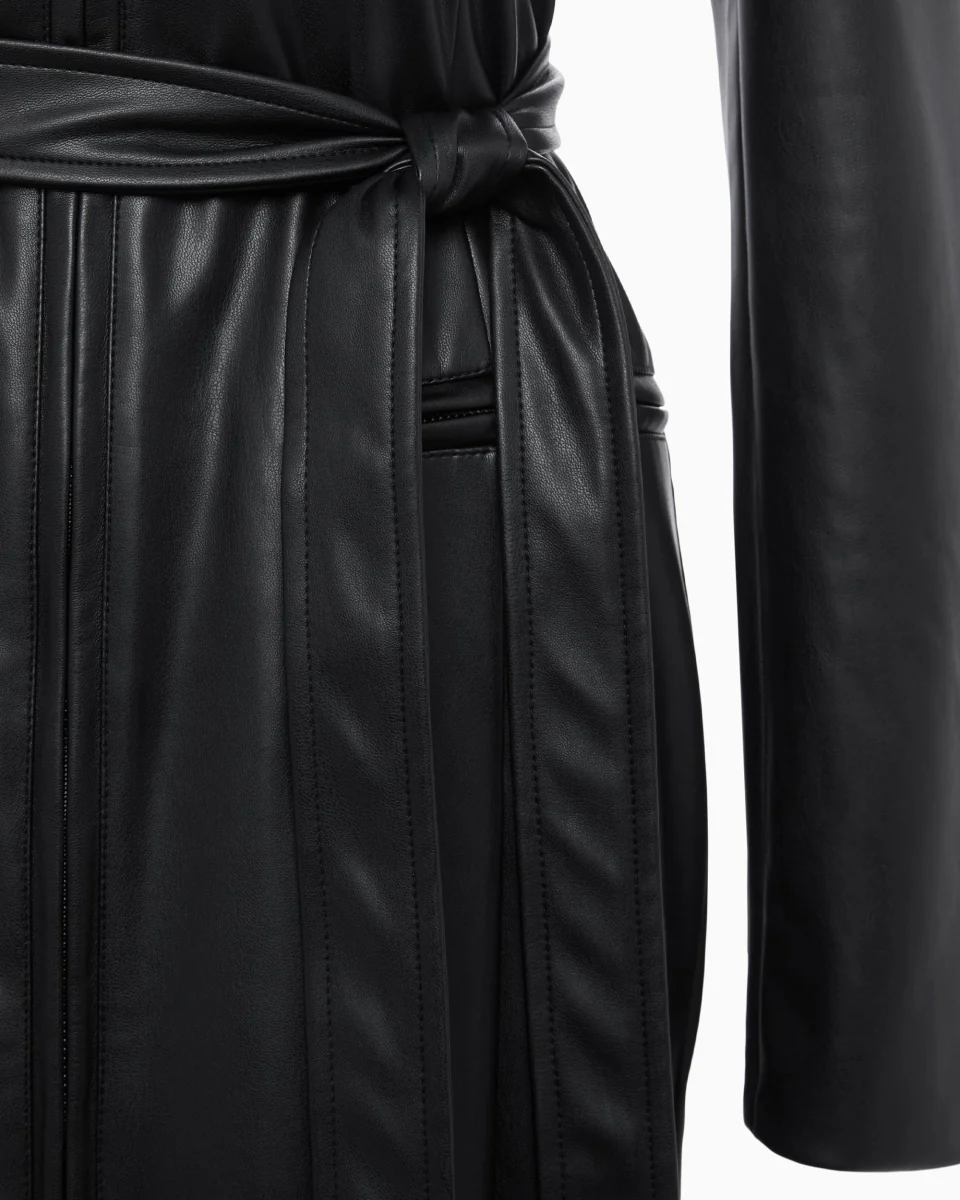 Faux Leather Collared Coat | Black - Image 7