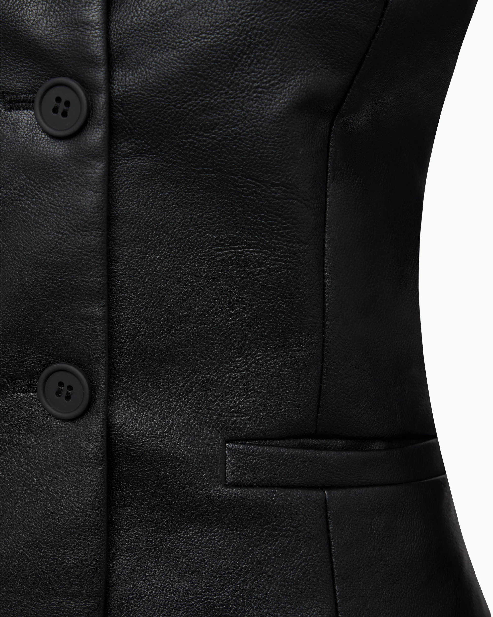 Faux Leather Fitted Blazer | Black - Image 7