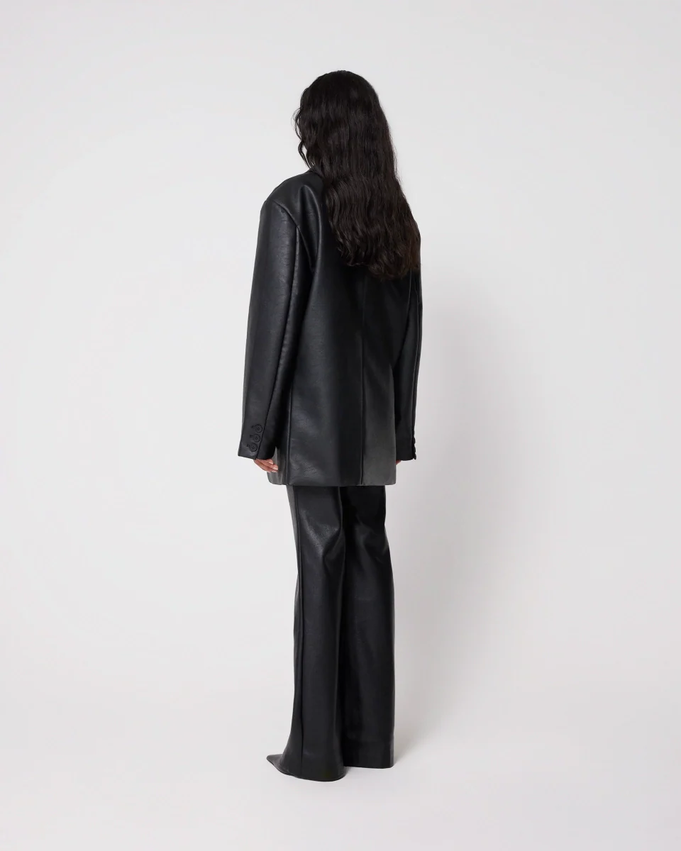 Faux Leather Oversized Blazer | Black - Image 5