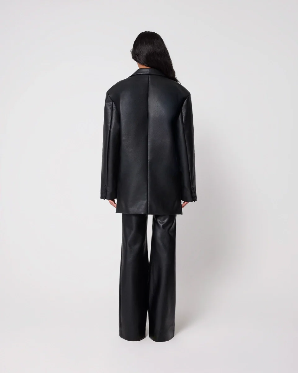 Faux Leather Oversized Blazer | Black - Image 6