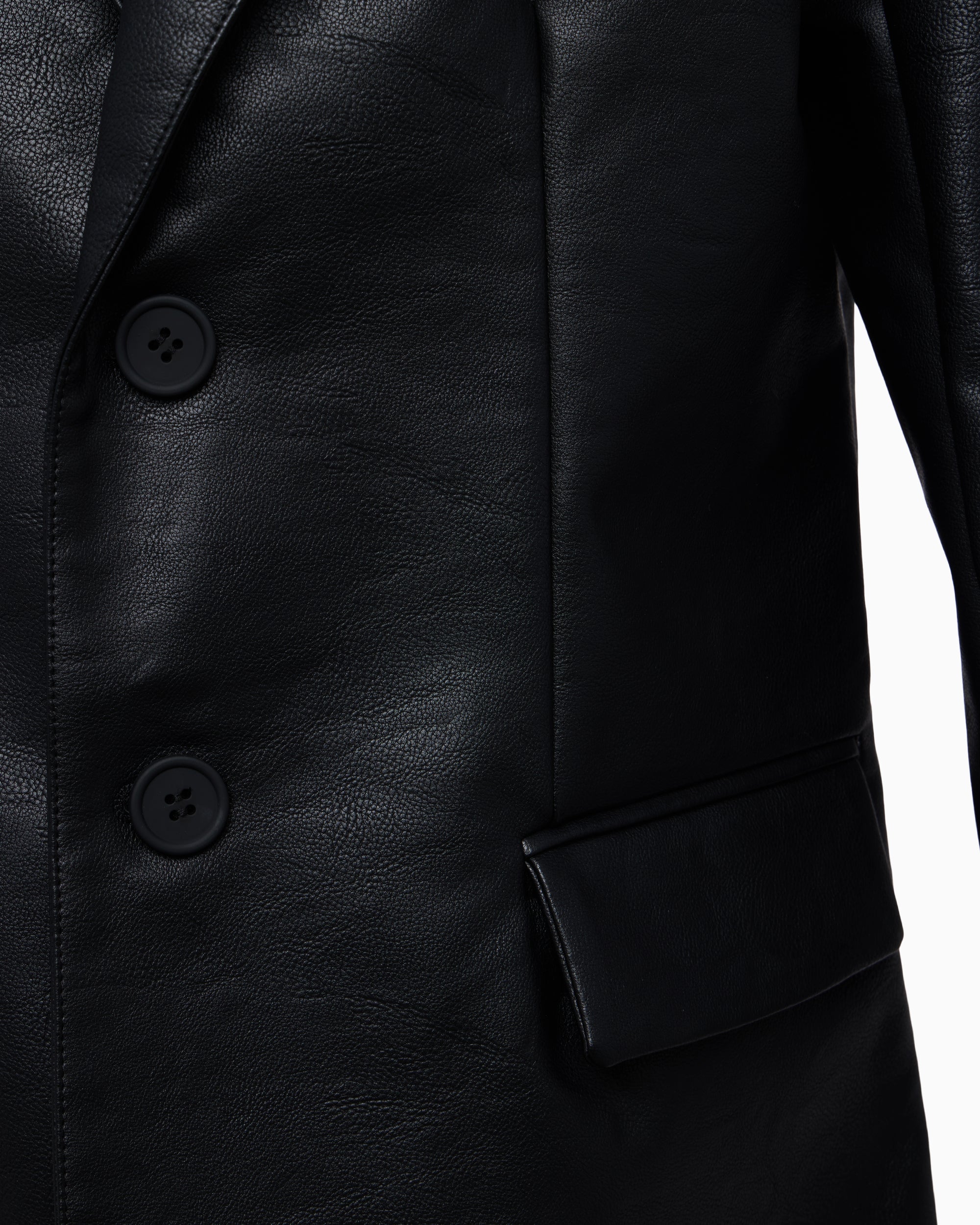 Faux Leather Oversized Blazer | Black - Image 7