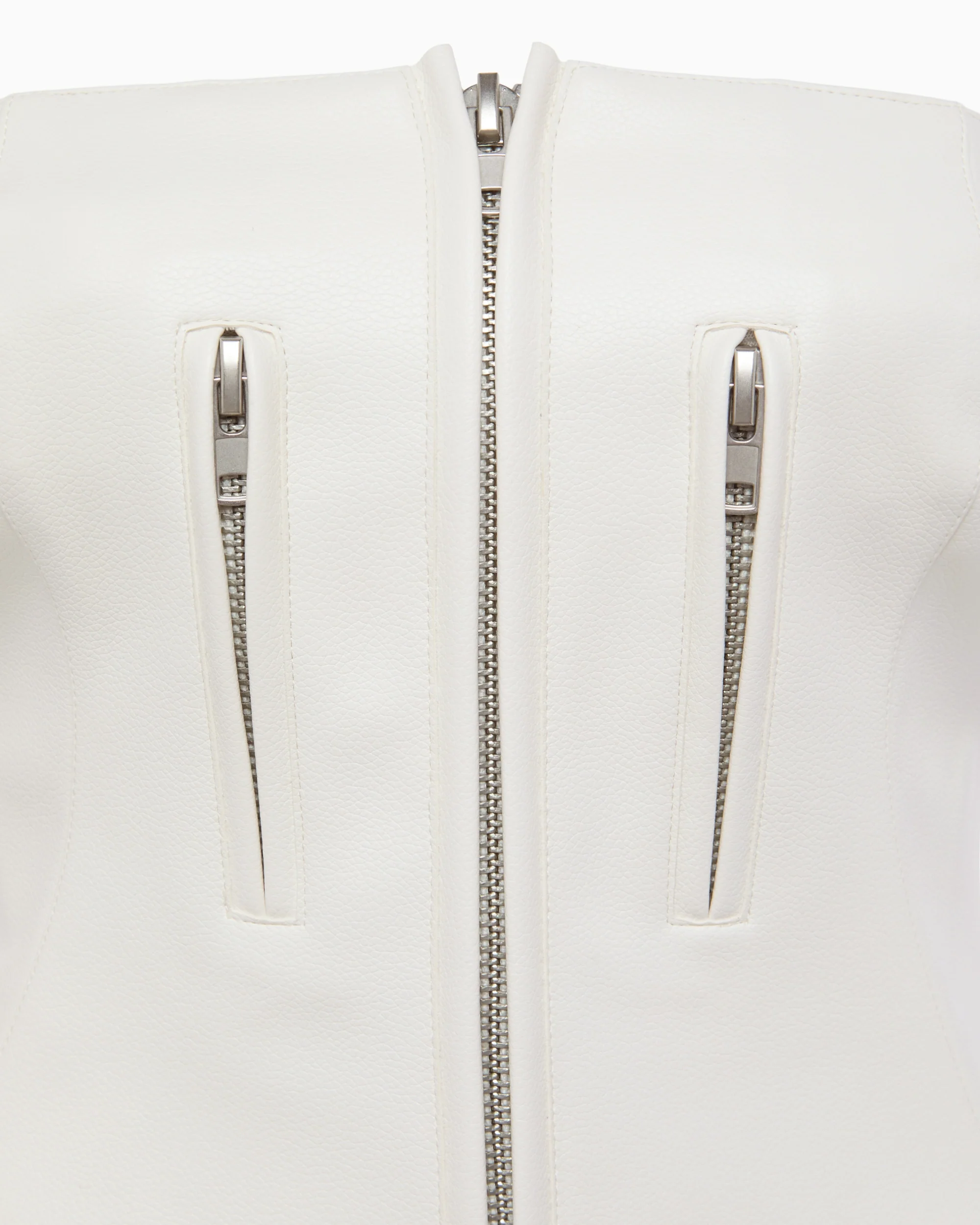 Faux Leather Strapless Mini Dress | Chalk - Image 7