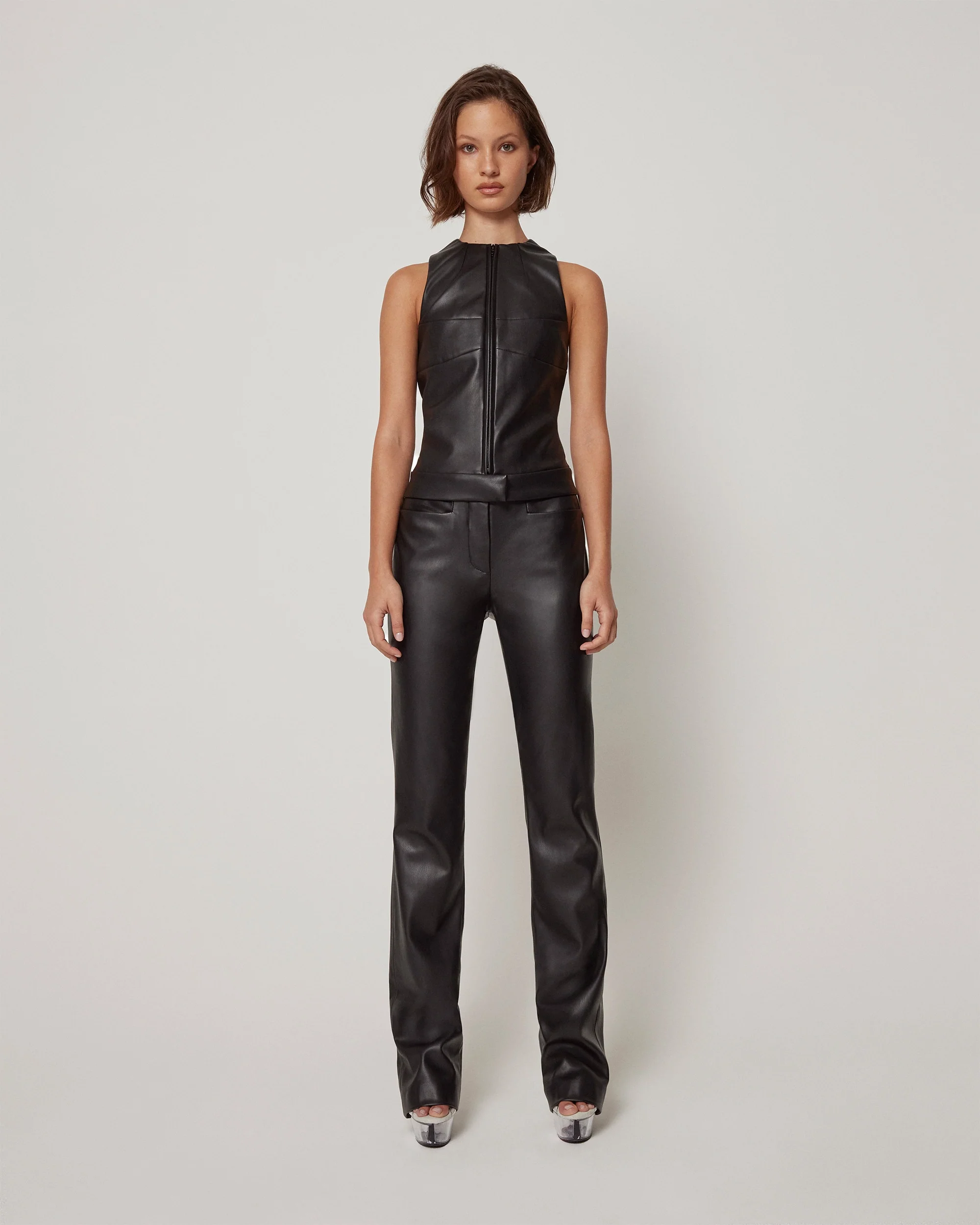 Faux Leather Trouser | Black - Image 3