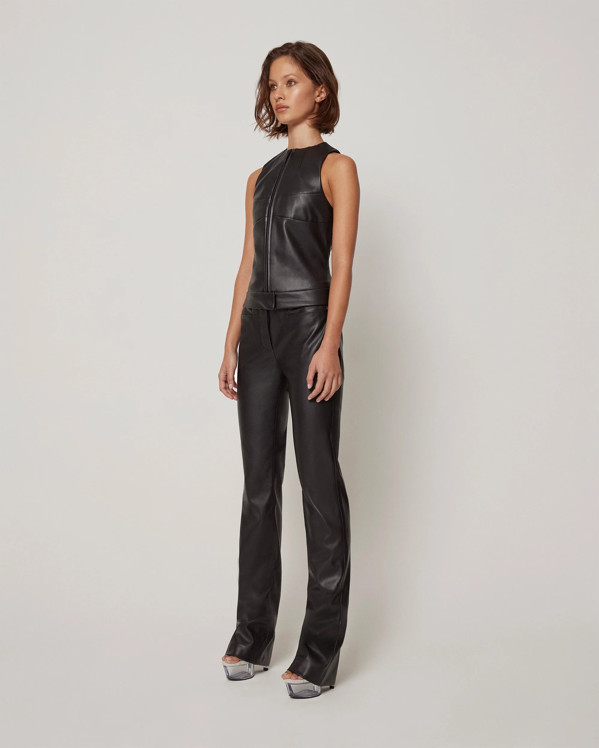 Faux Leather Trouser | Black - Image 4