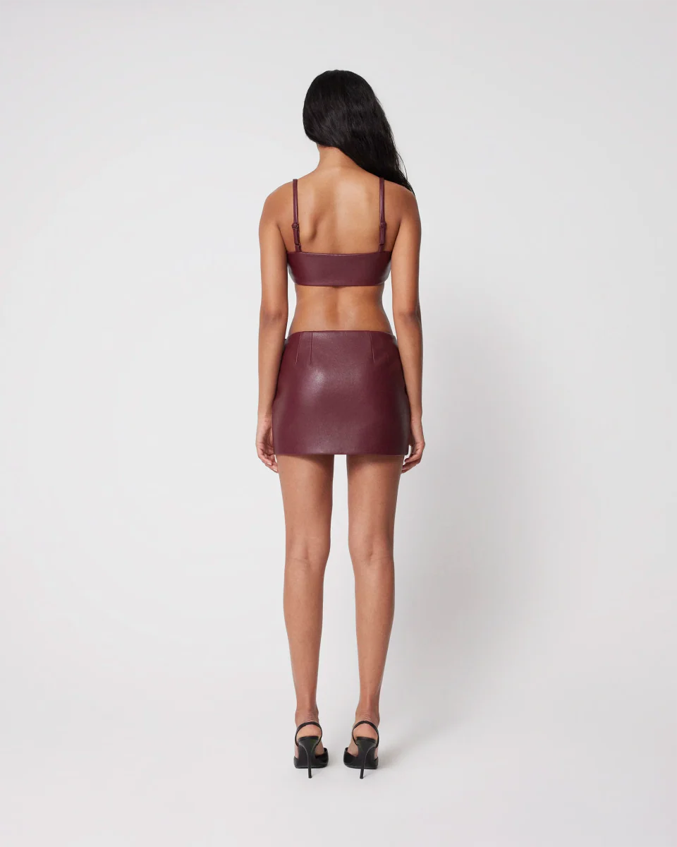 Faux Leather Twist Bralette | Merlot - Image 10