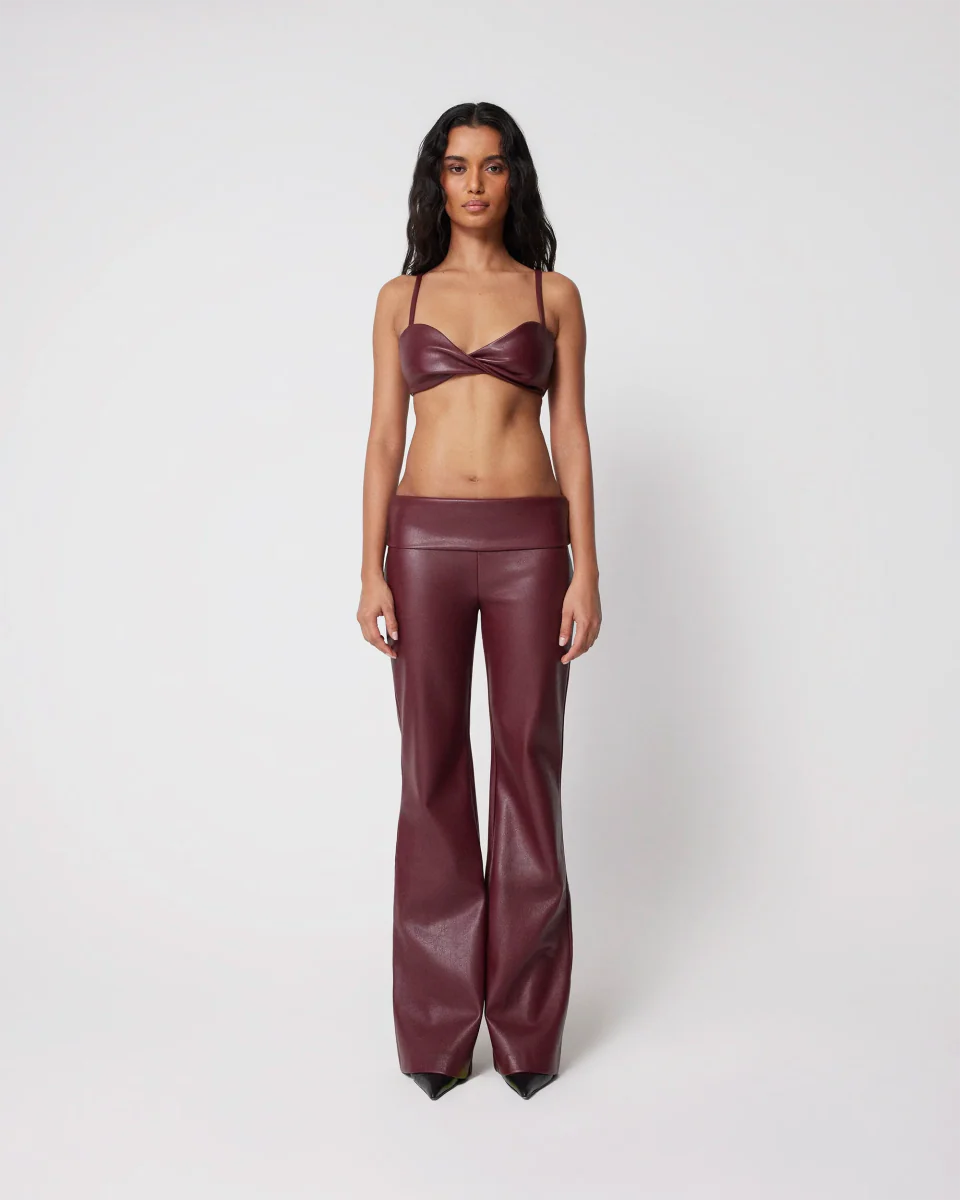 Faux Leather Twist Bralette | Merlot - Image 3