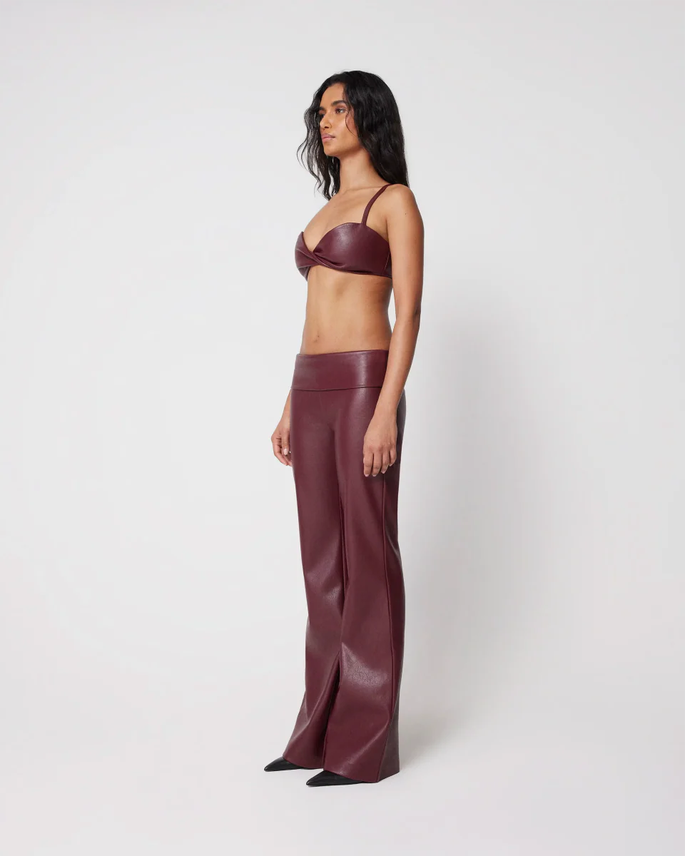 Faux Leather Twist Bralette | Merlot - Image 4