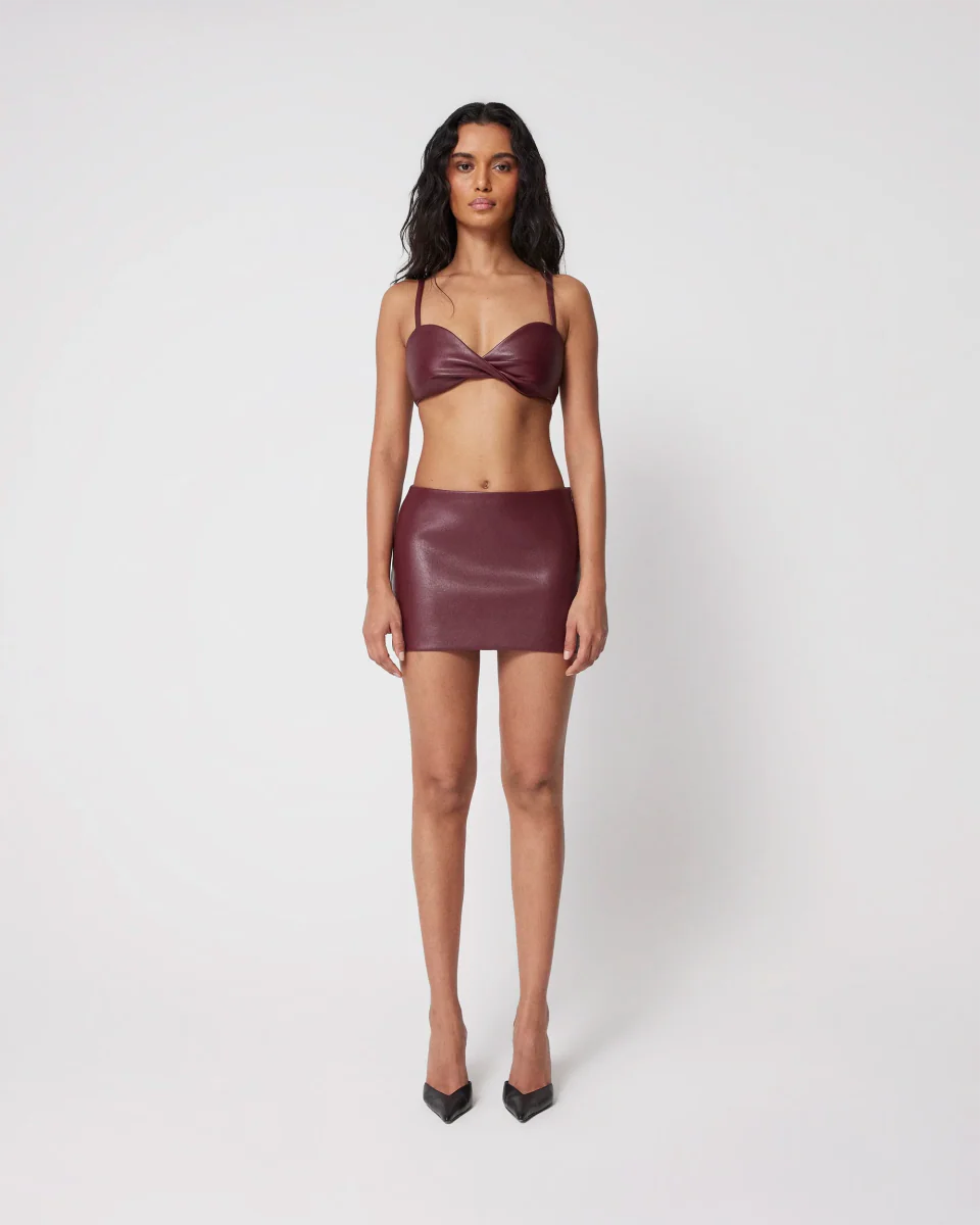 Faux Leather Twist Bralette | Merlot - Image 7