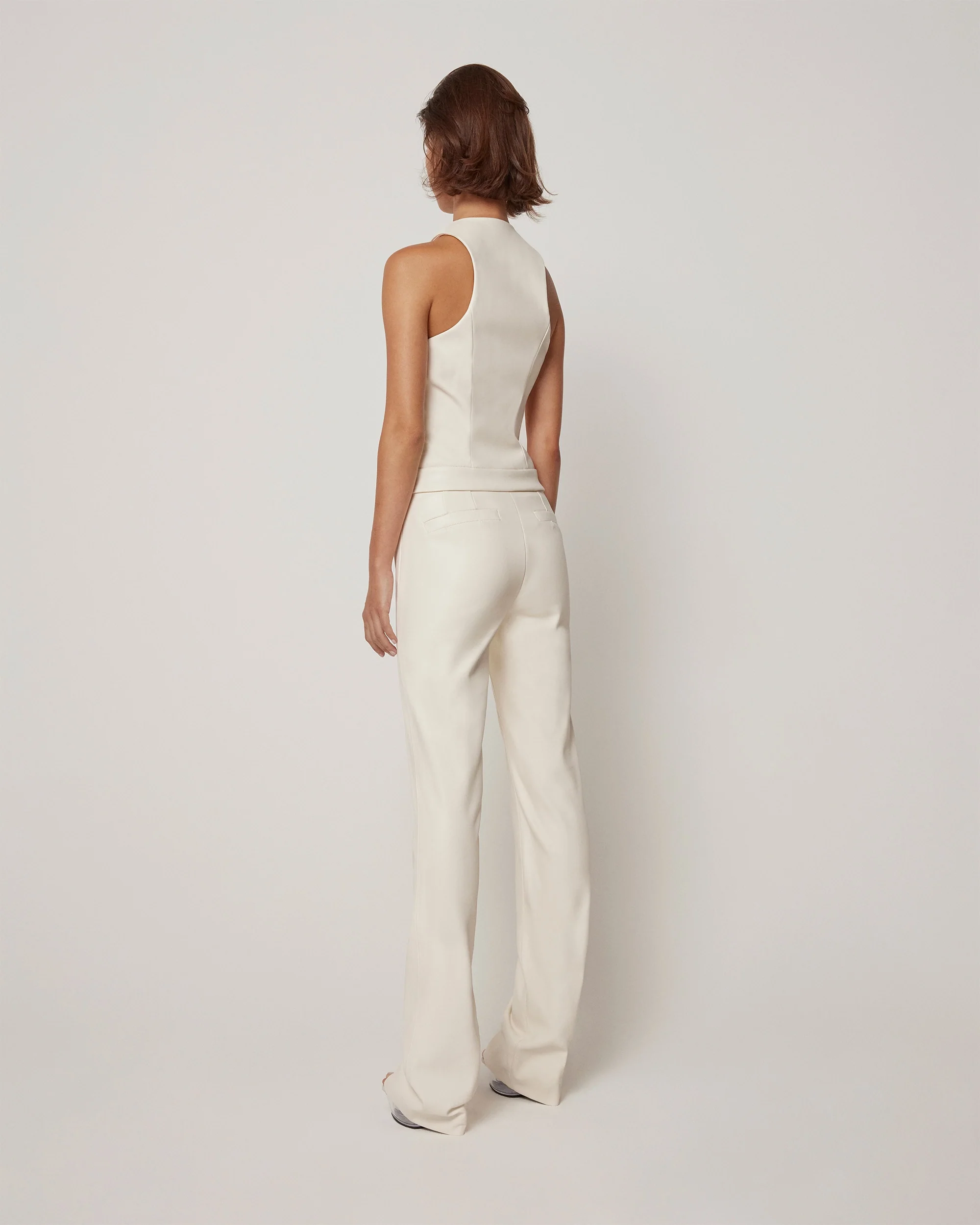 Faux Leather Zip Up Tank | Chalk - Image 5