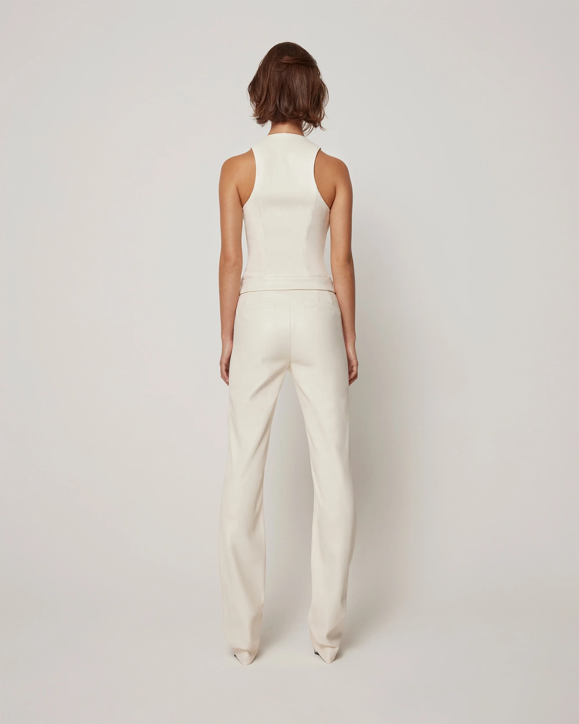 Faux Leather Zip Up Tank | Chalk - Image 6