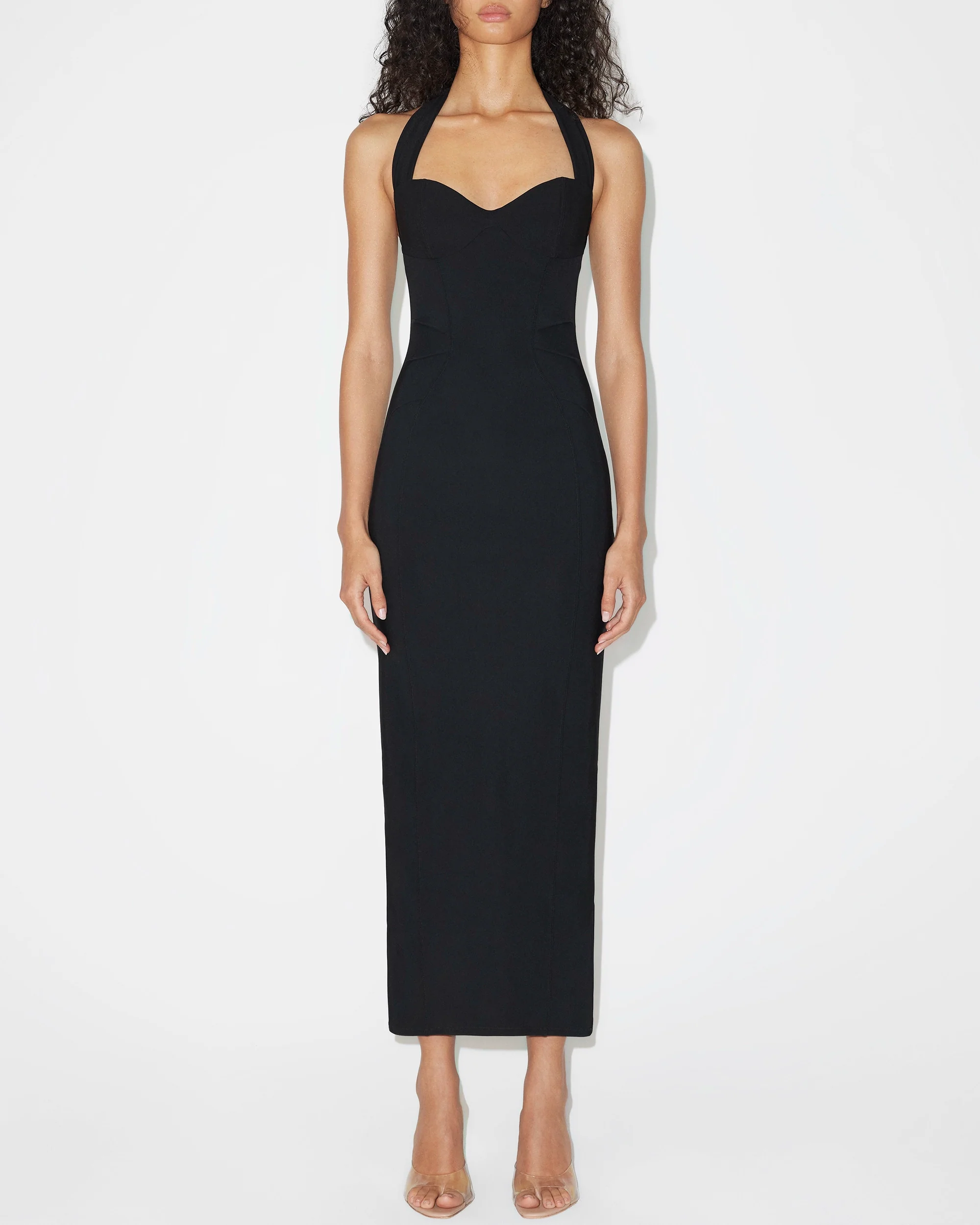Fitted Halter Dress | Black - Image 3