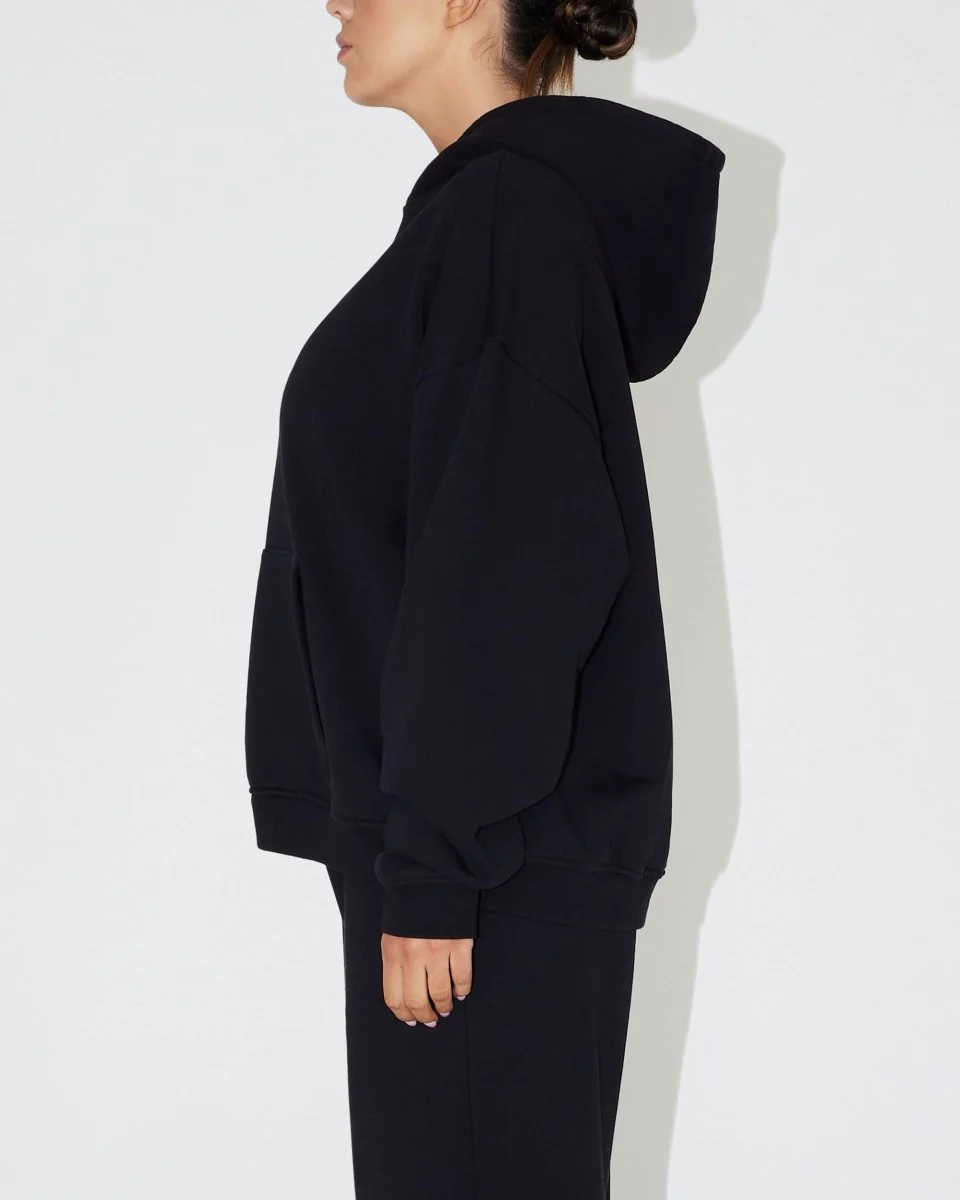 Fleece Oversized Hoodie | Black - Image 3