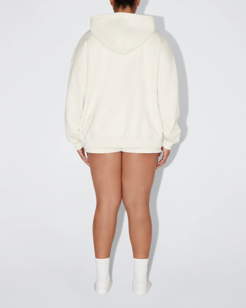 Fleece Oversized Zip Hoodie | Ecru - Image 10
