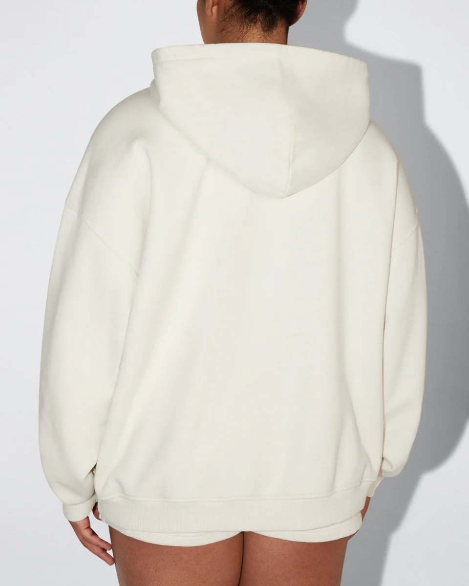 Fleece Oversized Zip Hoodie | Ecru - Image 12