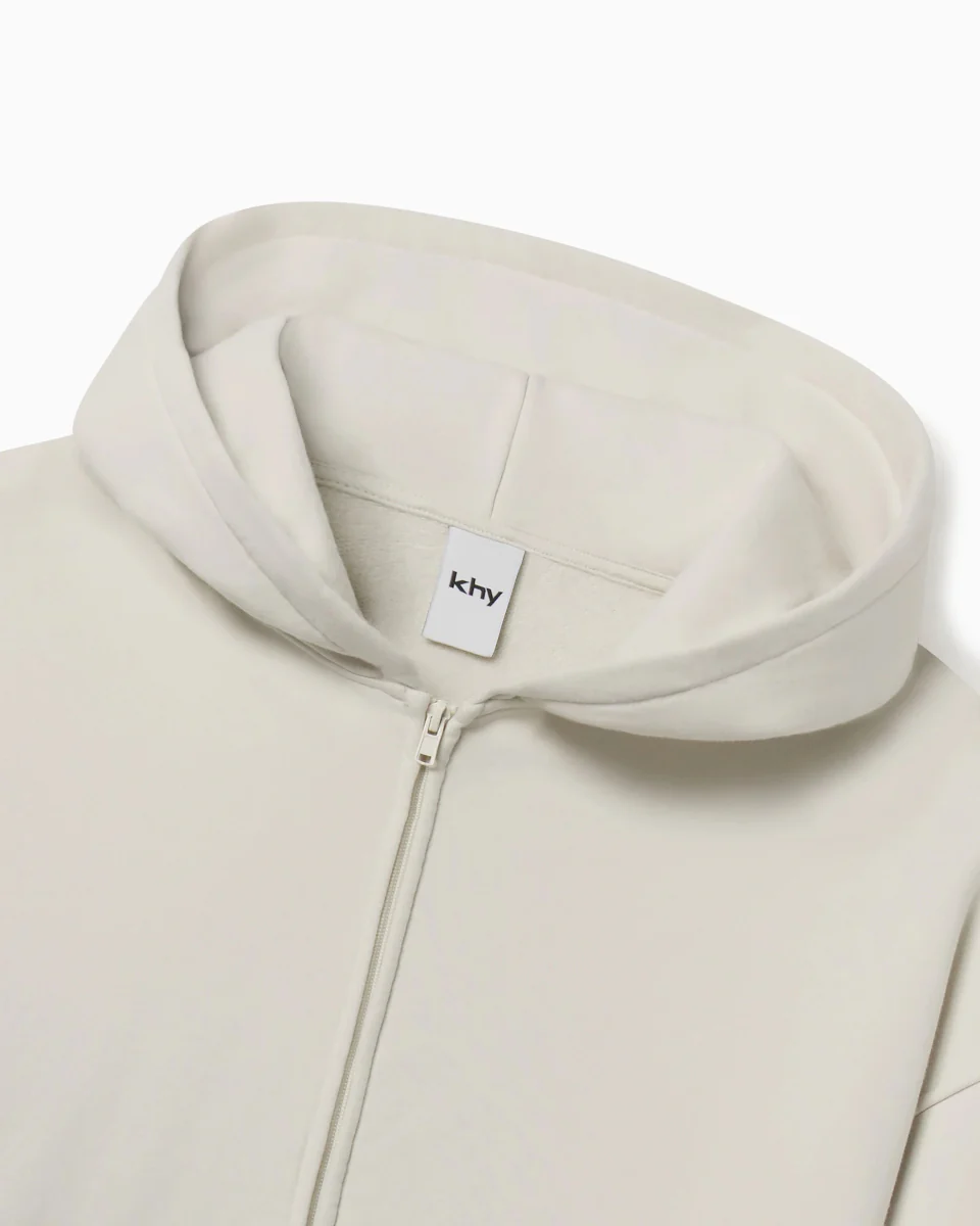 Fleece Oversized Zip Hoodie | Ecru - Image 13