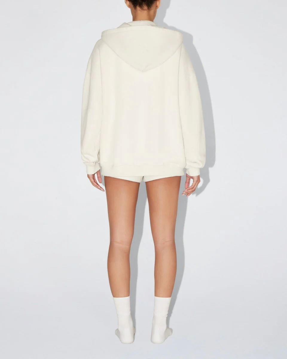 Fleece Oversized Zip Hoodie | Ecru - Image 6