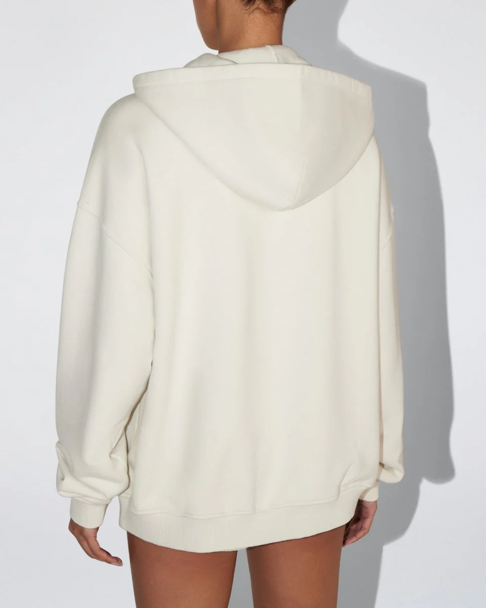 Fleece Oversized Zip Hoodie | Ecru - Image 7